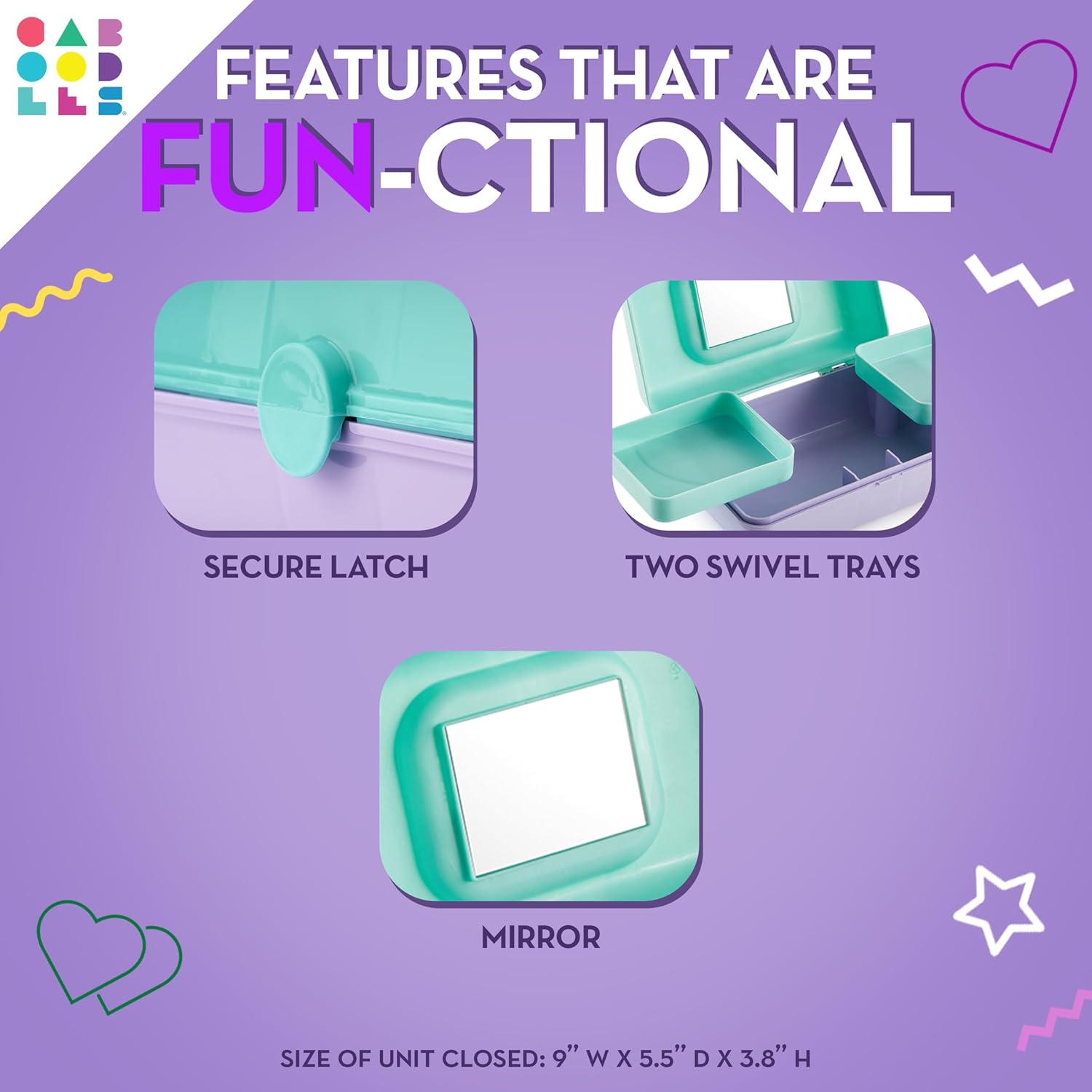 Caboodles Pretty in Petite Makeup Box, Two-Tone Lavender on Violet, Hard Plastic Organizer Box, 2 Swivel Trays, Fashion Mirror, Secure Latch for Safe Travel - Image 5