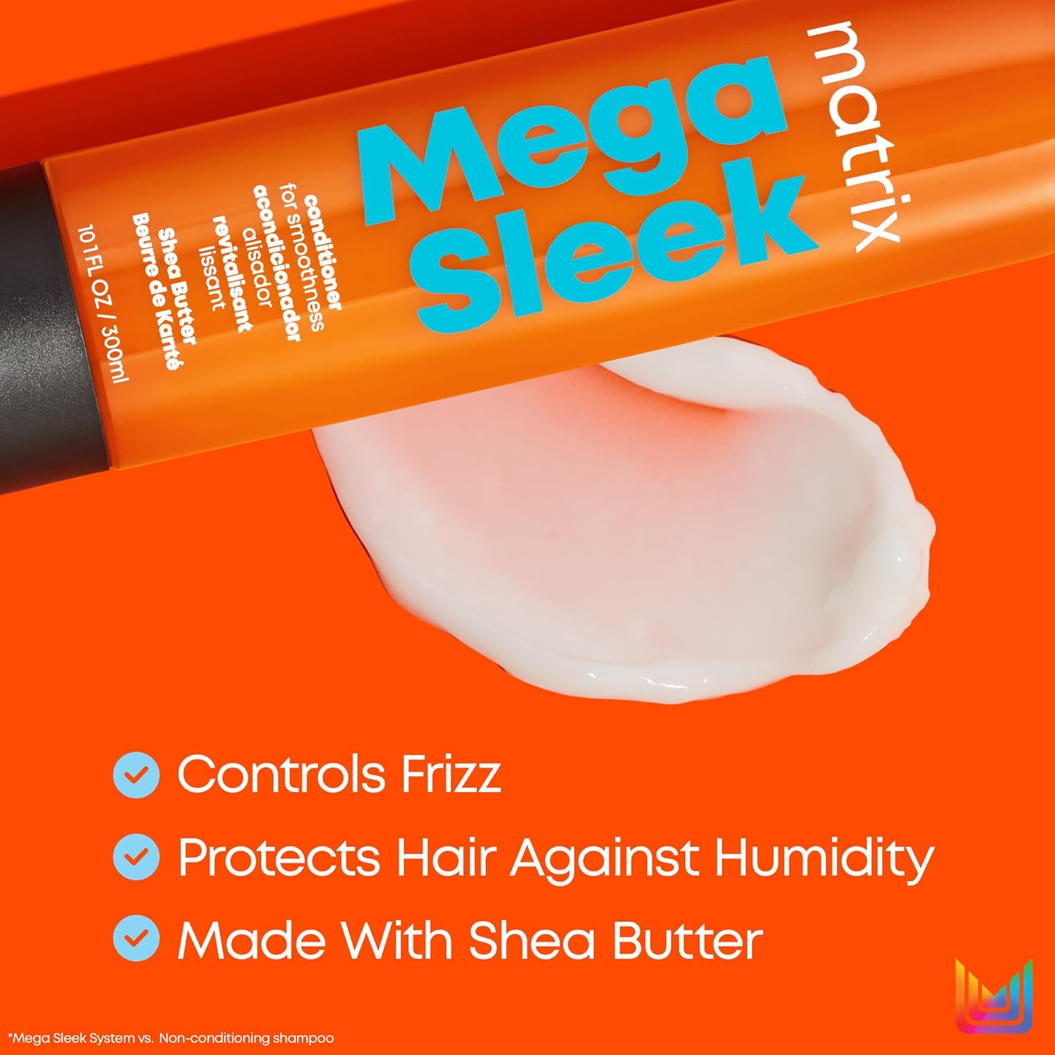 Matrix Mega Sleek Conditioner - Smoothing and Detangling, For Dry, Damaged & Frizzy Hair, Salon Professional Conditioner, With Shea Butter, Vegan - Image 2