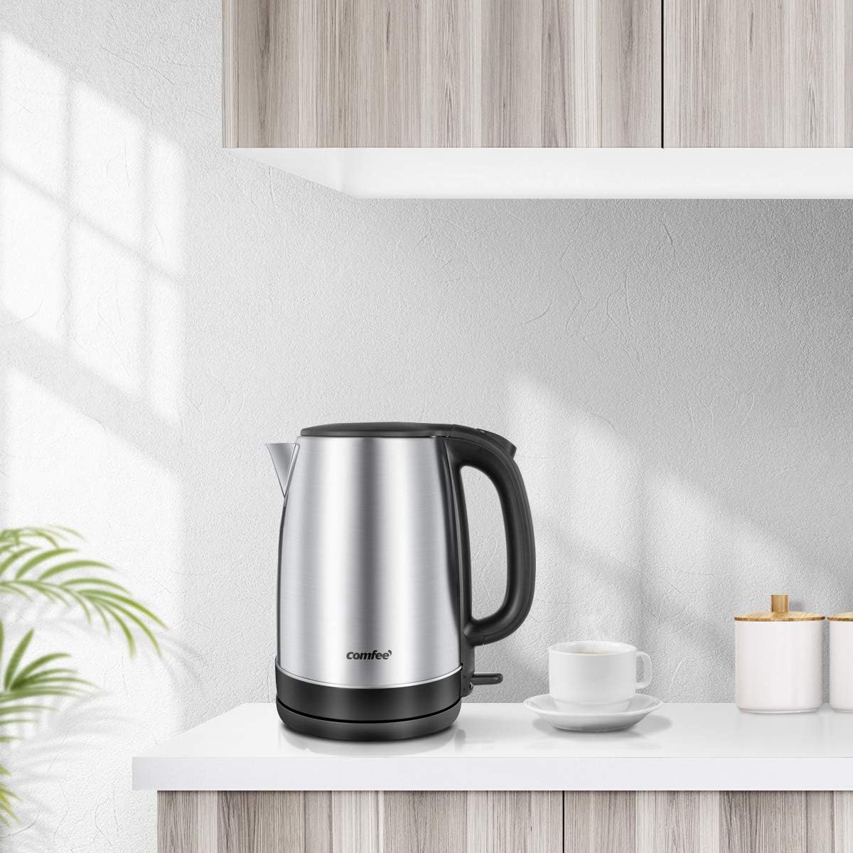 COMFEE' 1.7L Stainless Steel Electric Tea Kettle, BPA-Free Hot Water Kettle Electric with LED Light, Auto Shut-Off and Boil-Dry Protection, 1500W Fast Boil Electric Kettle - Image 9