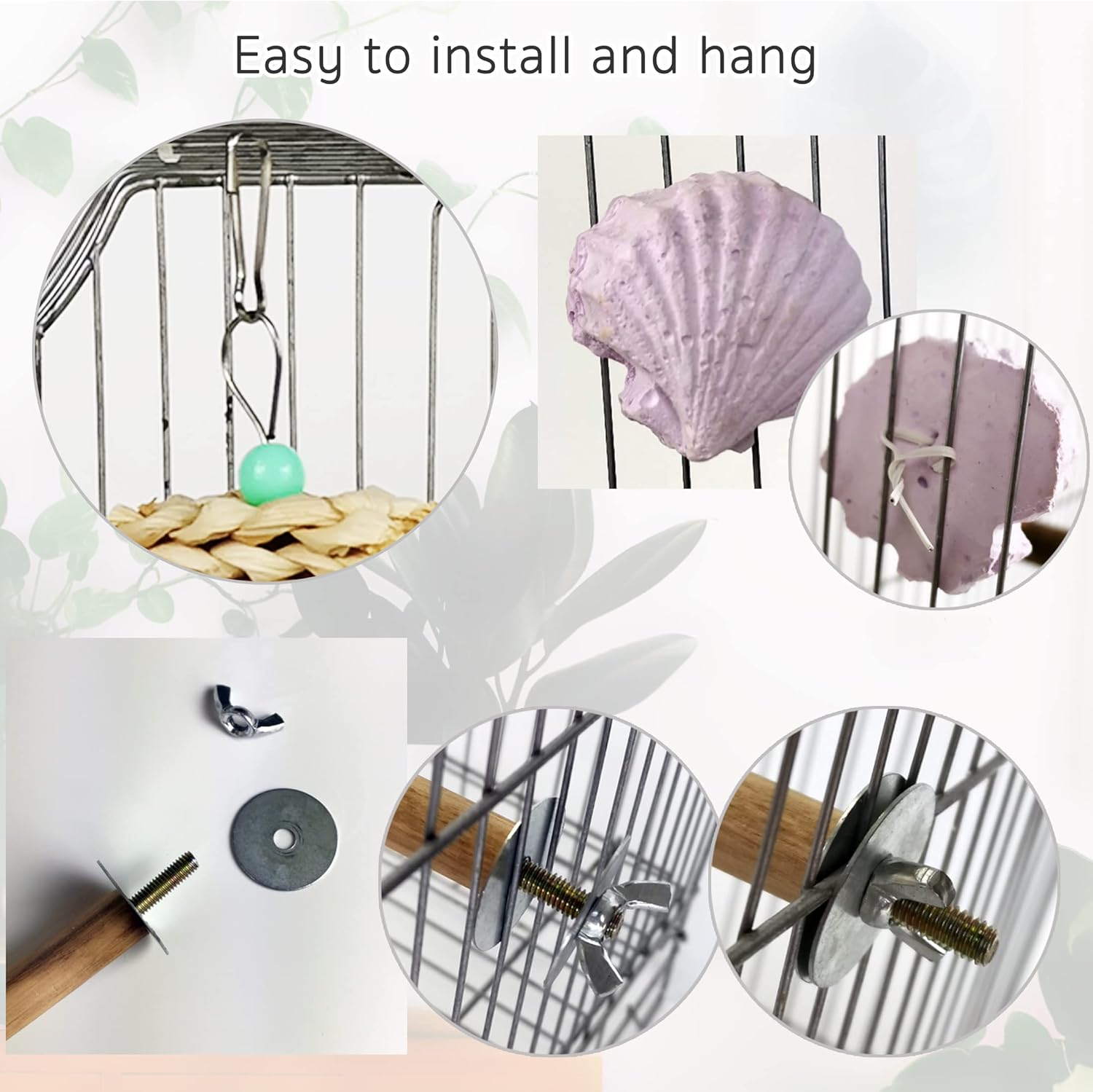 Parrot Chewing Toys (6 pcs) Natural Cuttlebone Bird Beak Trimmer Grinding Stone Lava Block Calcium Stone Bird Perch Cage Toys for Small and Medium Parakeets, Cockatiels, Conures, Budgies, Lovebirds - Image 6