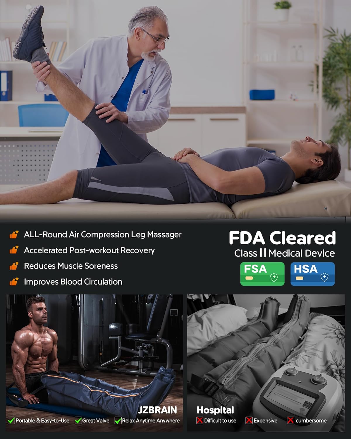 Sequential Air Compression Recovery System : Professional Full Leg Compression Boots for Circulation and Pain Relief - Sequential Device for Muscle Relaxation - Image 7