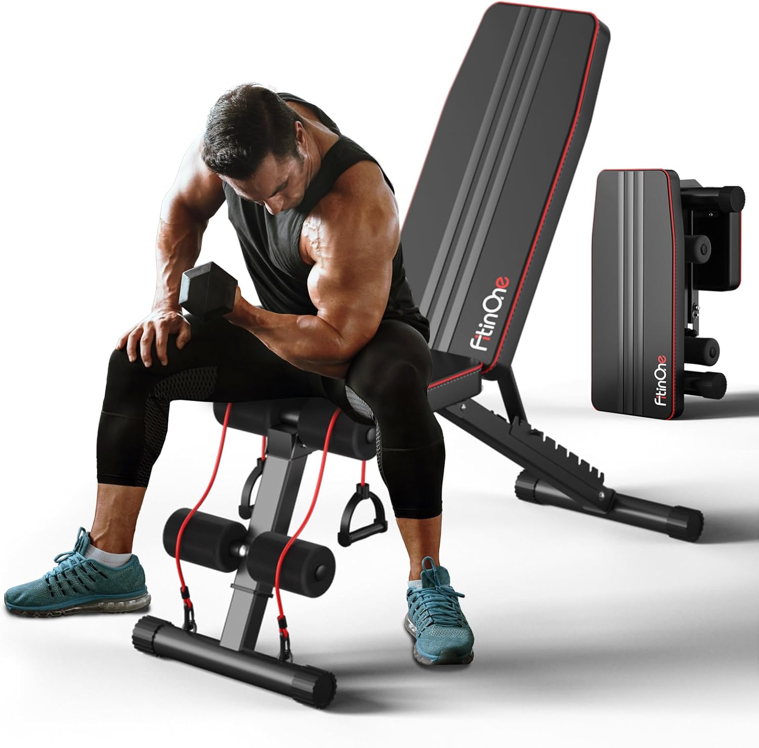 FitinOne Adjustable Folding Weight Bench for Home Gym, 660 lbs Capacity Multi-Functional Workout Bench Sturdy Durable for Full Body - Image 7