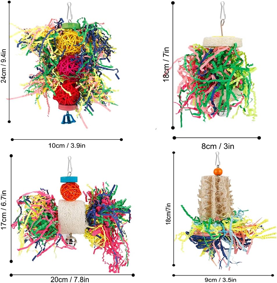 Foraging Toys Parakeet Chewing Hanging Toy Shredded Paper Bird Cage Accessories for Conure Cockatiel Budgies Lovebird Parrotlet - Image 6