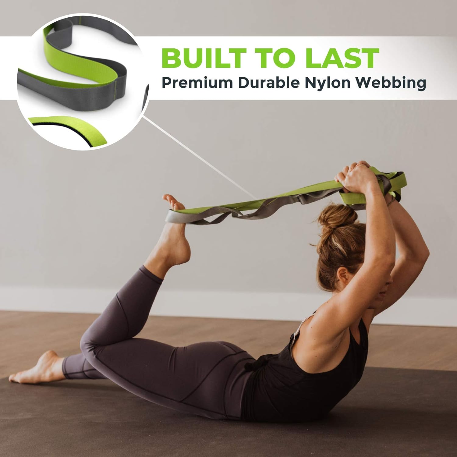 Gradient Fitness Stretching Strap for Physical Therapy, 12 Multi-Loop Stretch Strap 1.5" W x 8' L, Neoprene Handles, Physical Therapy Equipment, Yoga Straps for Stretching, Leg Stretcher. - Image 4