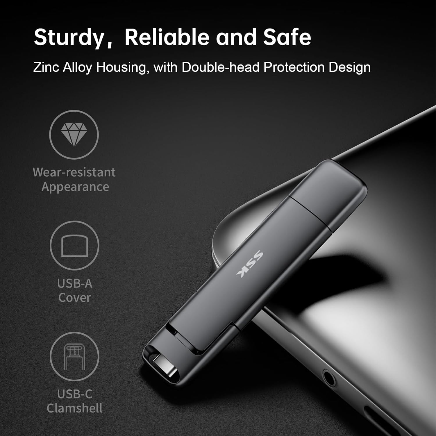SSK 1TB USB Drive,External SSD Fast 550MB/s 2-in-1 Dual-Drive Type C+ A USB3.2 Gen2 Solid State ThumbDrive SSD-Stick for iPhone 15/16/PS4/Android Phone/Tablet/Windows/Mac - Image 4