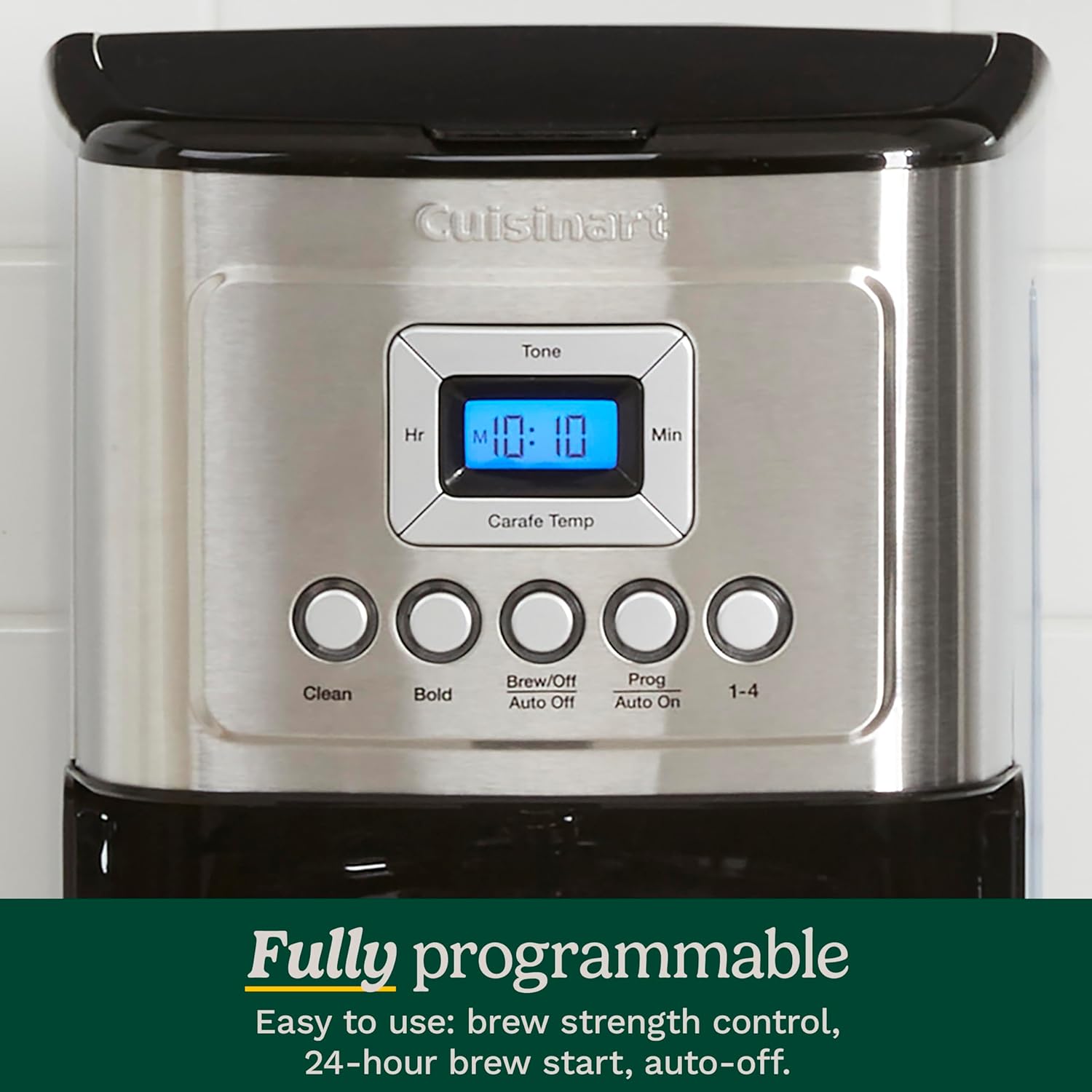 Cuisinart 14-Cup Coffee Maker, Programmable PerfecTemp Glass Carafe Coffee Machine with 1-4 Cup Setting, Brew Strength Control and Pause, Stainless Steel, DCC-3200NAS - Image 3