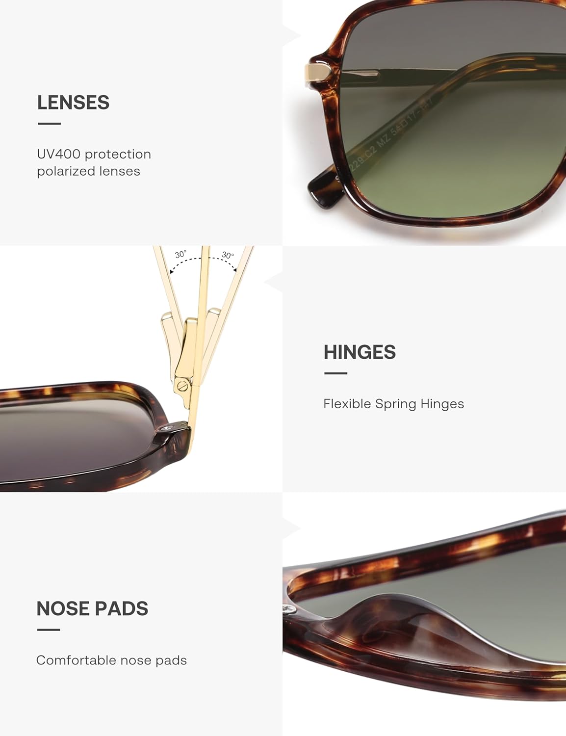 SOJOS Sunglasses for Women & Men, Square, Retro, Polarized Lens, Trendy Aviator, 90s Shades - Image 4