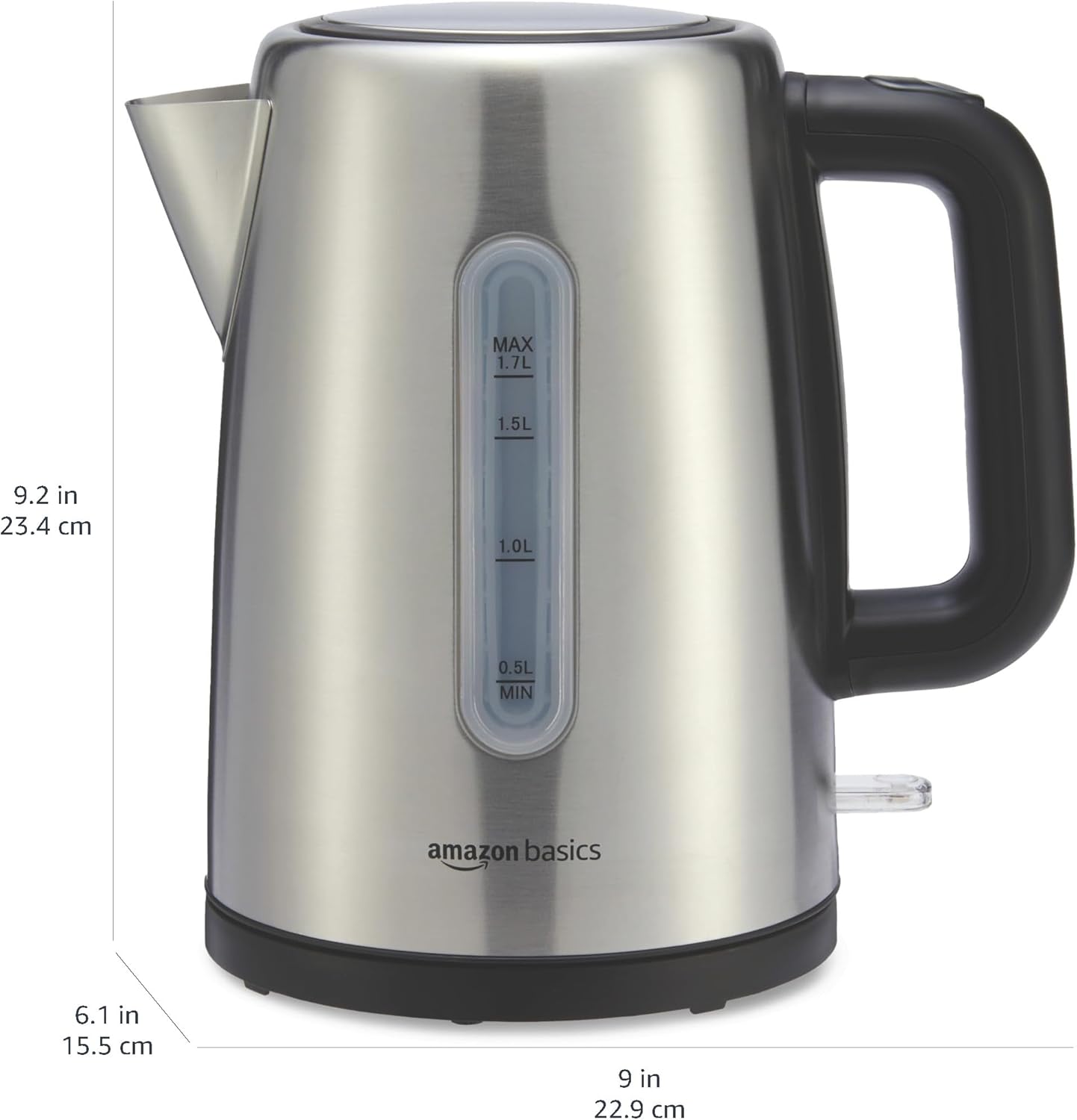 Amazon Basics Electric Stainless Steel Kettle for Tea and Coffee, BPA-Free, Fast Boiling, Auto Shut-Off, Boil-Dry Protection, 1.7 Liter, 1500W, Black and Silver - Image 5