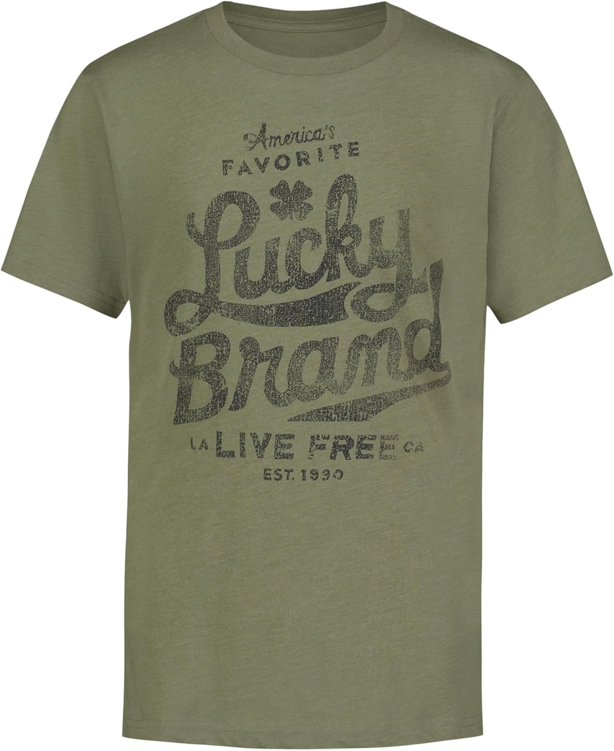 Lucky Brand Boys' Short Sleeve Graphic Crew Neck T-Shirt, Soft, Comfortable, Relaxed Fit