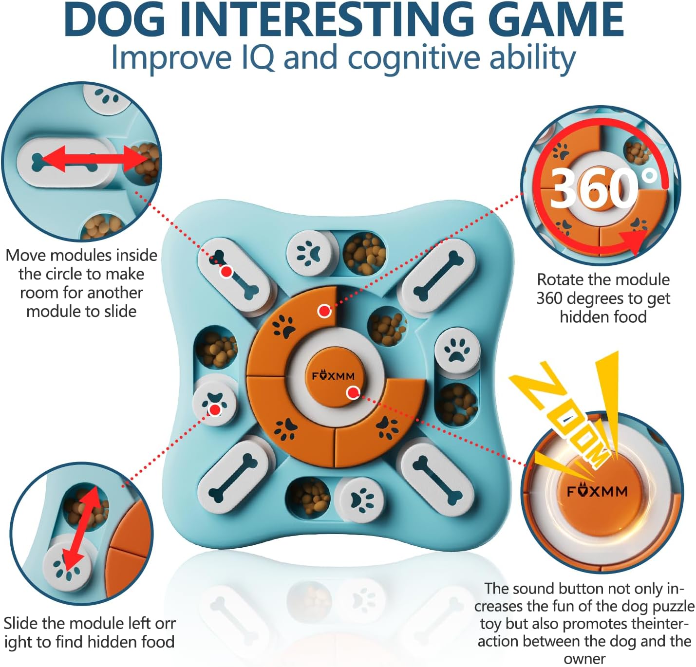 Interactive Dog Treat Puzzle Toys for IQ Training & Mental Stimulating,Fun Slow Feeder,Large Medium Small Dogs Enrichment Toys with Squeak Design - Image 3