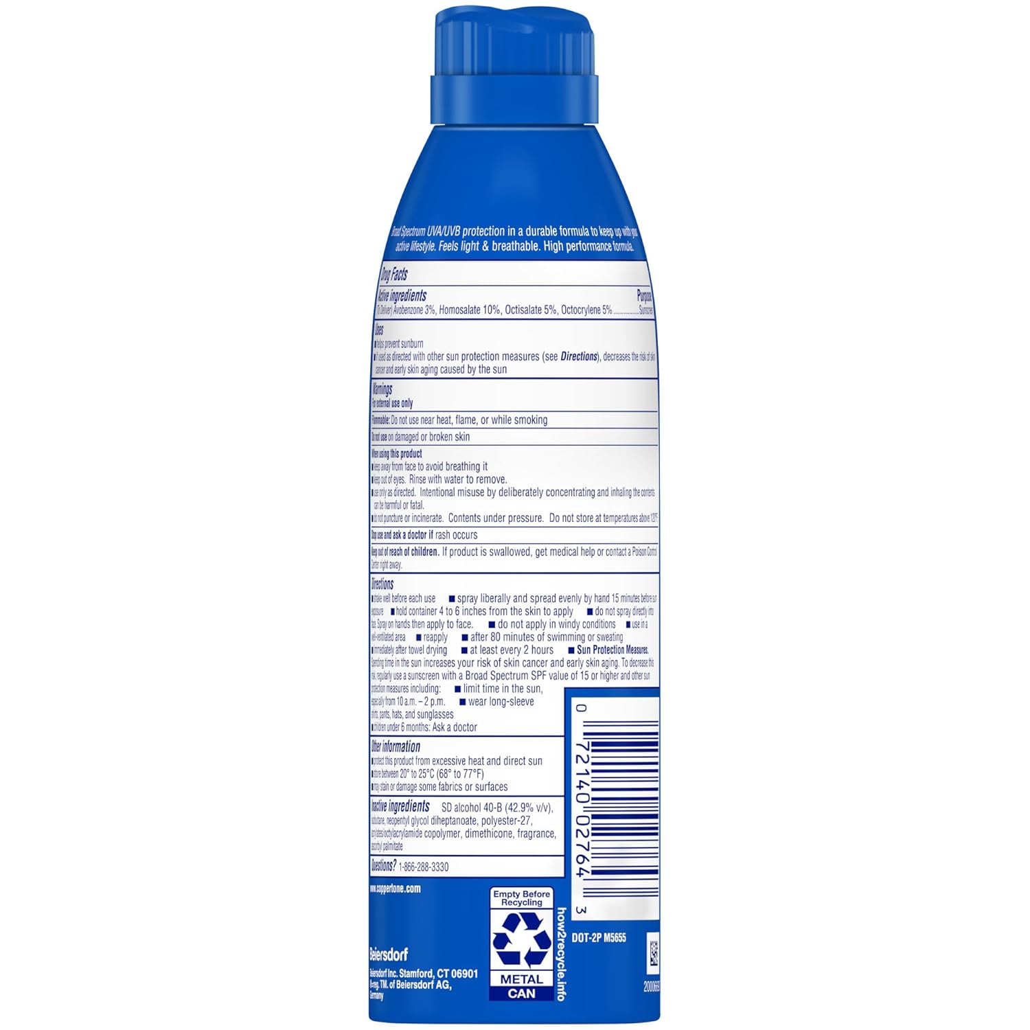 Coppertone Sport Sunscreen Spray SPF 50, Sweat, Heat and Water Resistant Sunblock, Lightweight, Oxybenzone Free, Spray Sunscreen Bulk Pack, 5.5 Oz Bottle, Pack of 3 (Packaging May Vary) - Image 12