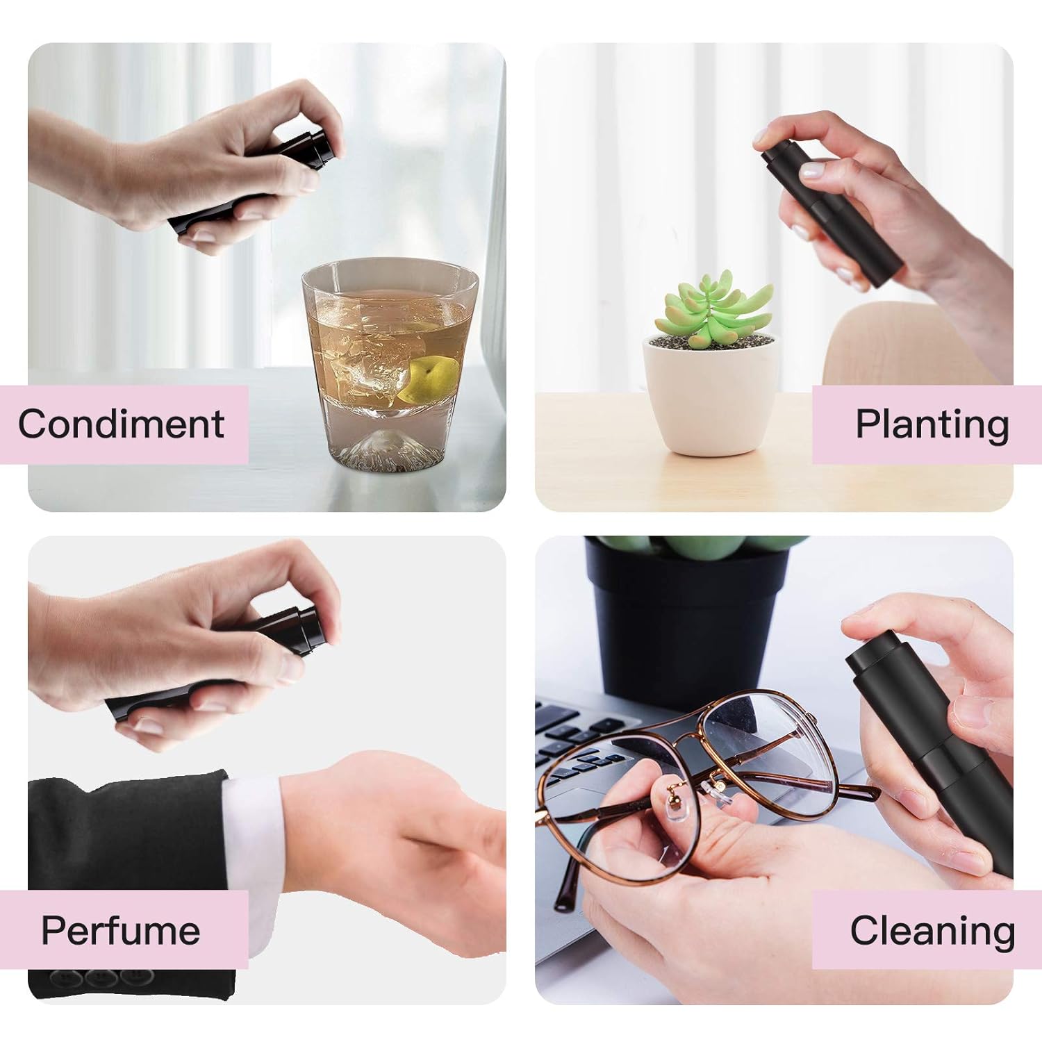 Tekson Travel Perfume Atomizer Refillable 8ml (5 PCS), Travel Cologne Sprayer Mini, Perfume Bottle Empty Small (5 Colors) - Image 4