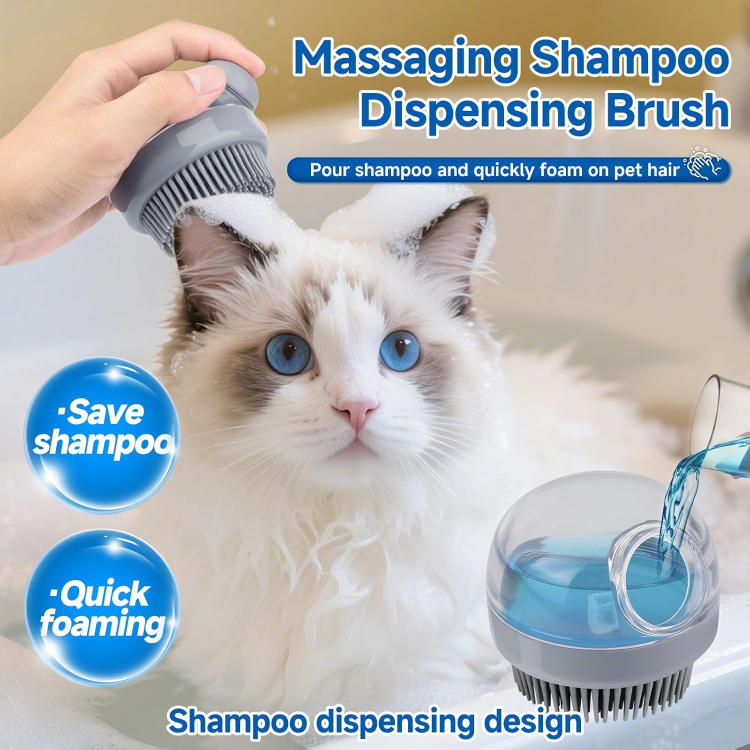 Pet Steam Brush for Dog & Cat – 3-in-1 Spray Hair Removal Comb for Shedding & Grooming, Softens Fur & Reduces Static – Water Brush for Long & Short Coats, Bath-Hating Pets, Includes Waterless Shampoo - Image 5