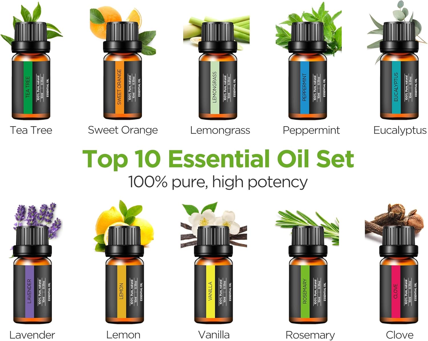 InnoGear Aromatherapy Diffuser & 10 Essential Oils Set, 400ml Diffuser Ultrasonic Diffuser Cool Mist Humidifier with 4 Timers 7 Colors Light Waterless Auto Off for Valentine's Gift, Dark Wood Grain - Image 7