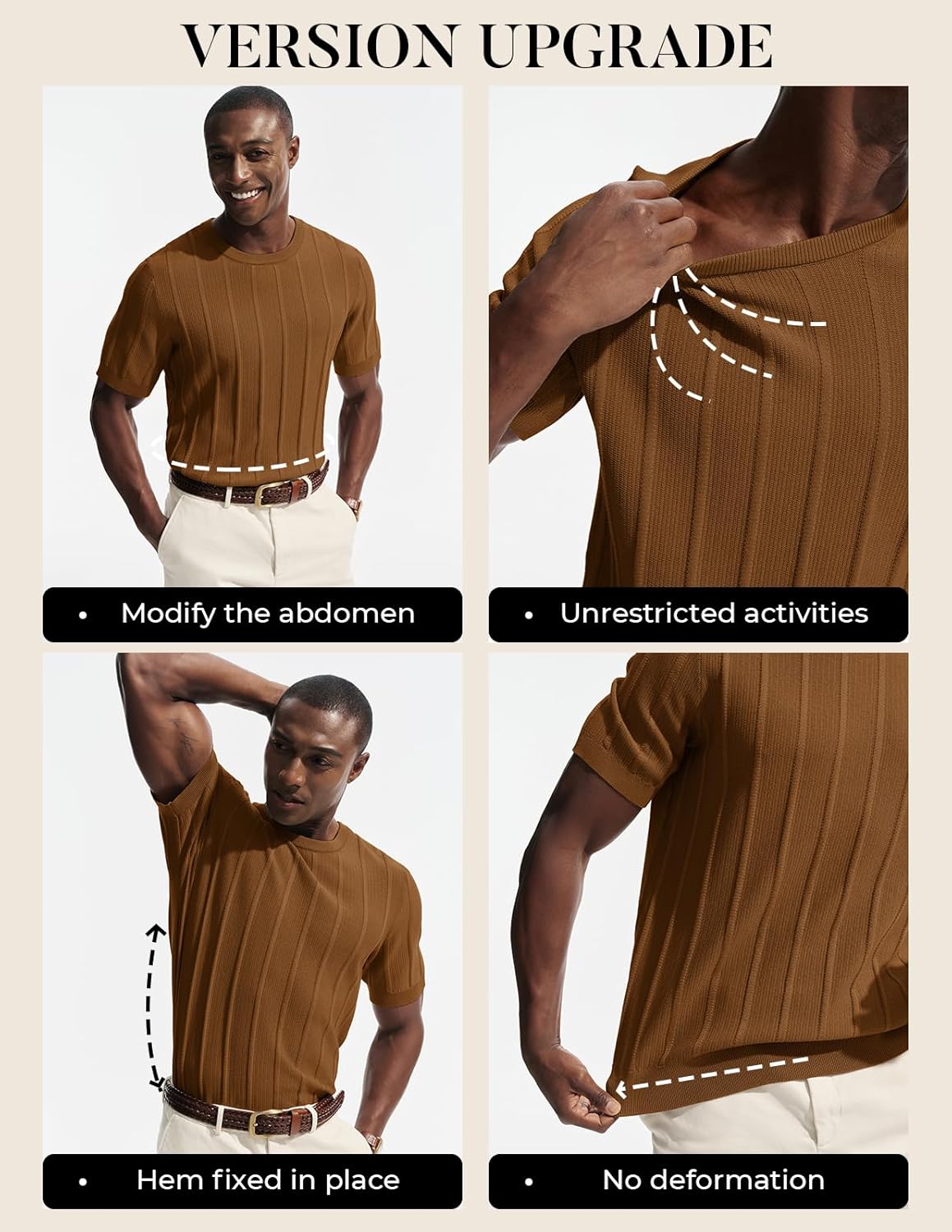 PJ PAUL JONES Mens T-Shirts Knit Tee Shirt Textured Crewneck Tee Short Sleeves T Shirt - Image 5