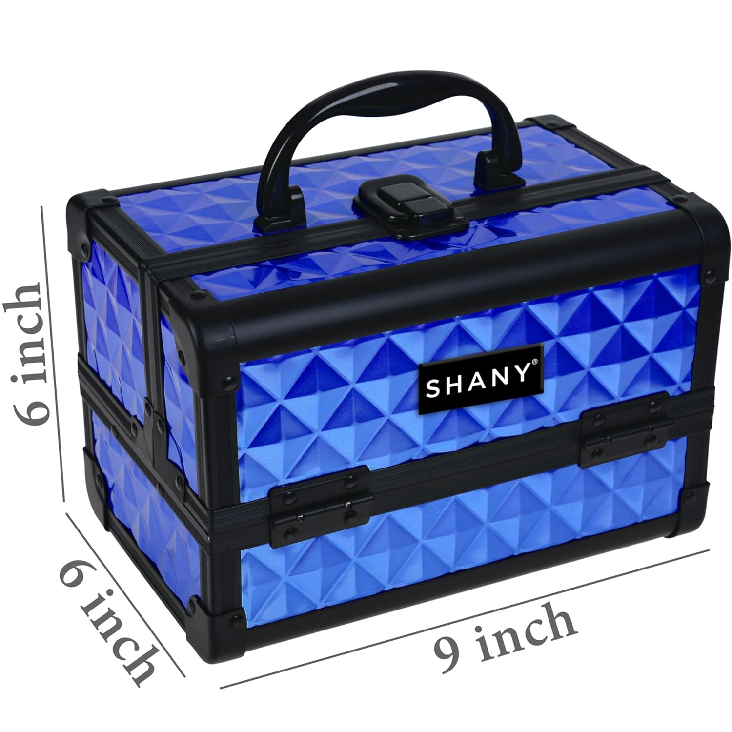 SHANY Chic Makeup Train Case Cosmetic Box Portable Makeup Case Cosmetics Beauty Organizer Jewelry storage with Locks, Multi trays Makeup Storage Box with Makeup Mirror - Peacock Blue - Image 6