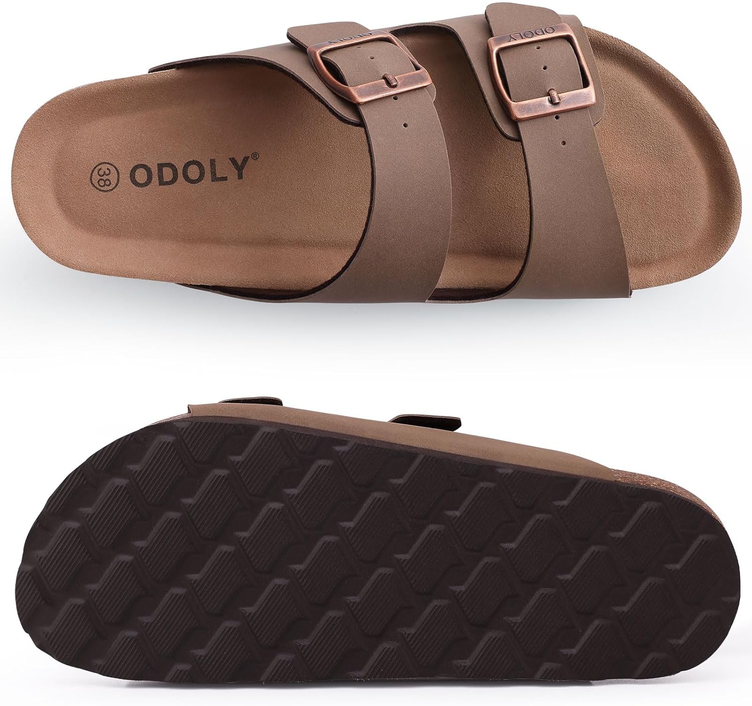 ODOLY Unisex Cork Footbed Slide Sandal, Arch Support Summer Outdoor Sandals with Adjustable Buckle for Women and Men - Image 6