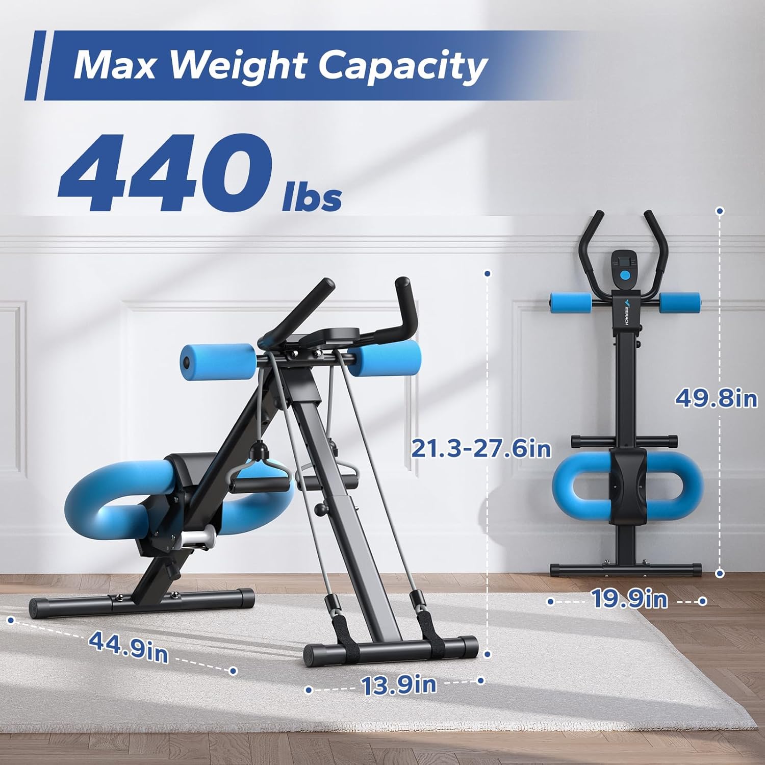 MERACH Ab Machine, Ab Workout Equipment, Adjustable Ab Trainer Machine for Abs Workout at Home Gym, Foldable, Knee Protection, Abdominal Trainer for Stomach Workout - Image 7