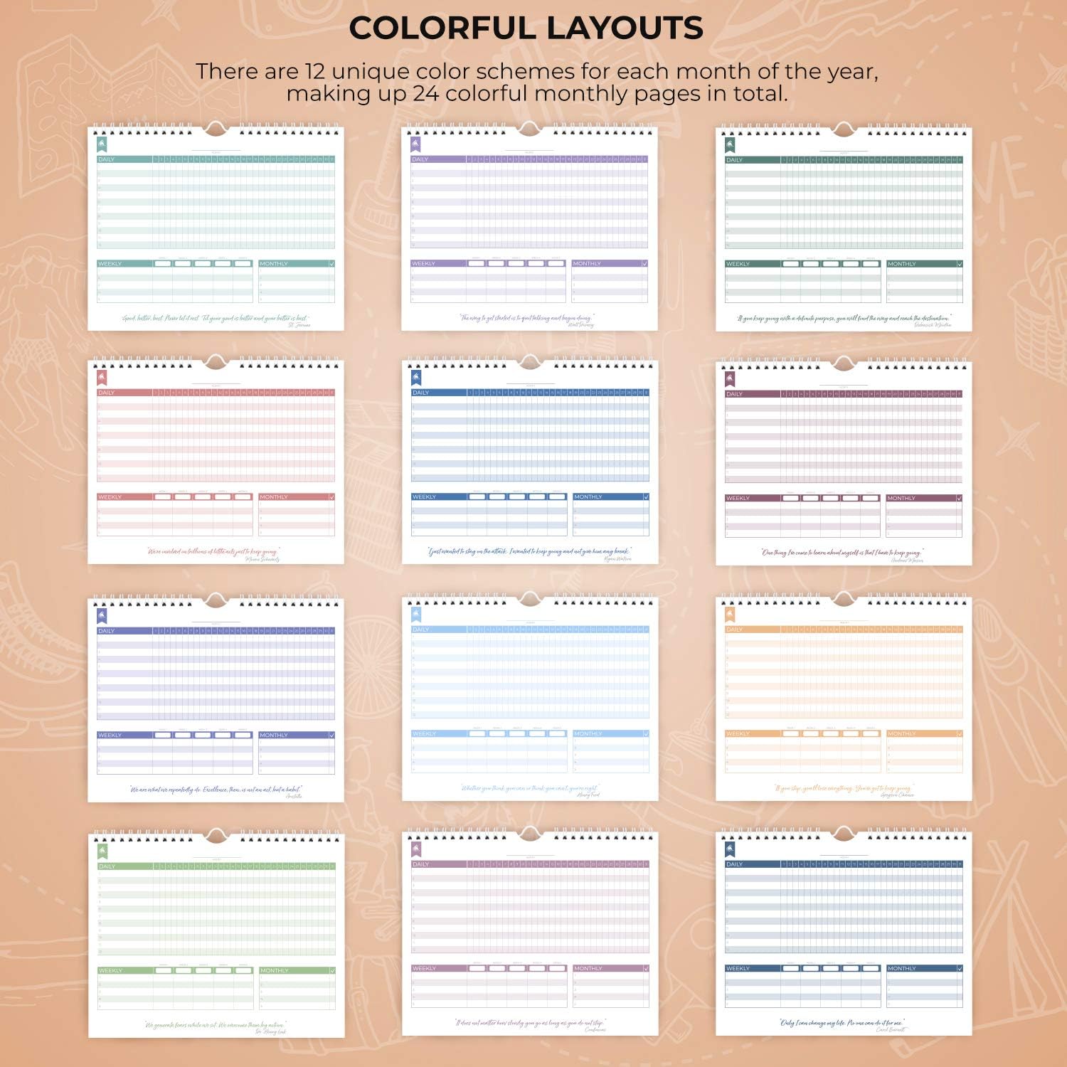 Clever Fox Habit Tracker Calendar – Inspirational Goal Tracker and Habit Calendar for Atomic Habits – Colorful Habit & Goal Planner Journal to Boost Productivity – 24 Months, 10″ x 8″ (Black) - Image 6