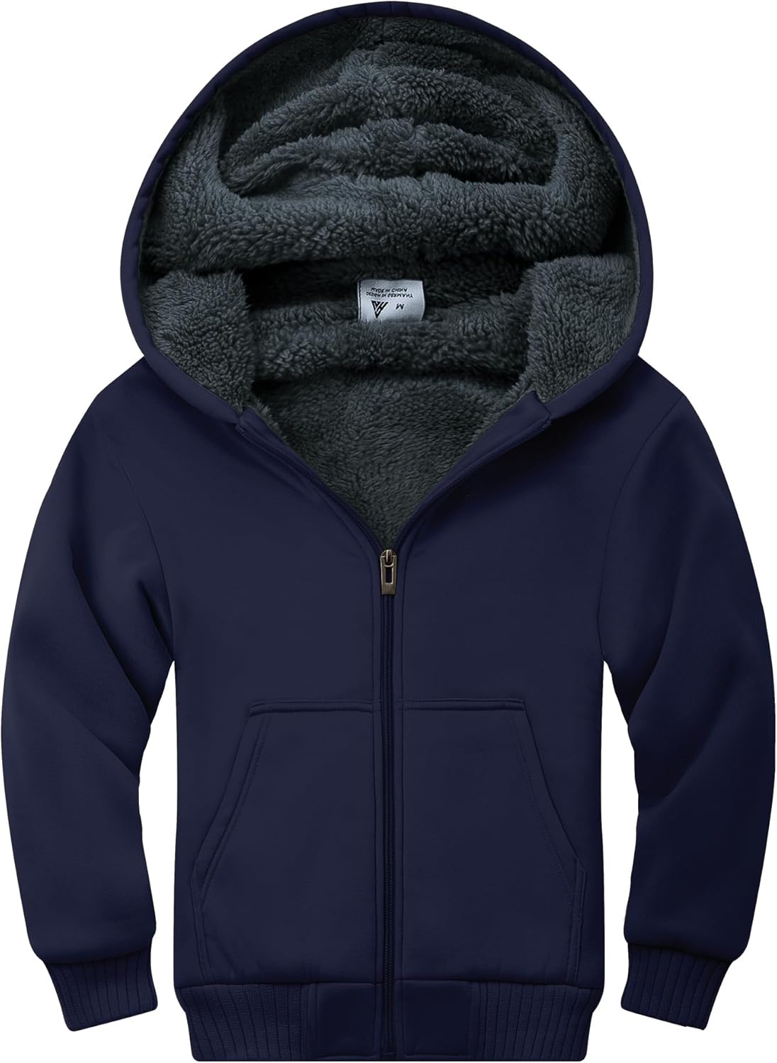 SWISSWELL Unisex Boys Girls Fleece Hoodie Sherpa Lined Jacket Zip Up Hooded Sweatshirt Winter Outerwear for Kids - Image 2