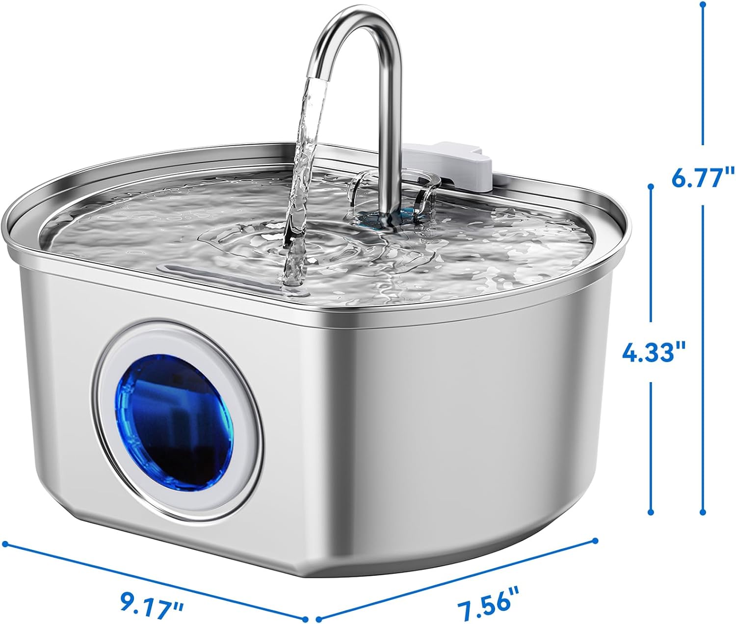 Cat Water Fountain Stainless Steel: 109oz/3.2L Cat Fountain for Drinking - Pet Water Fountain Inside - Automatic Dog Watering Dispenser Bowl - Pet Feeding & Watering Supplies - Water Level Window - Image 10