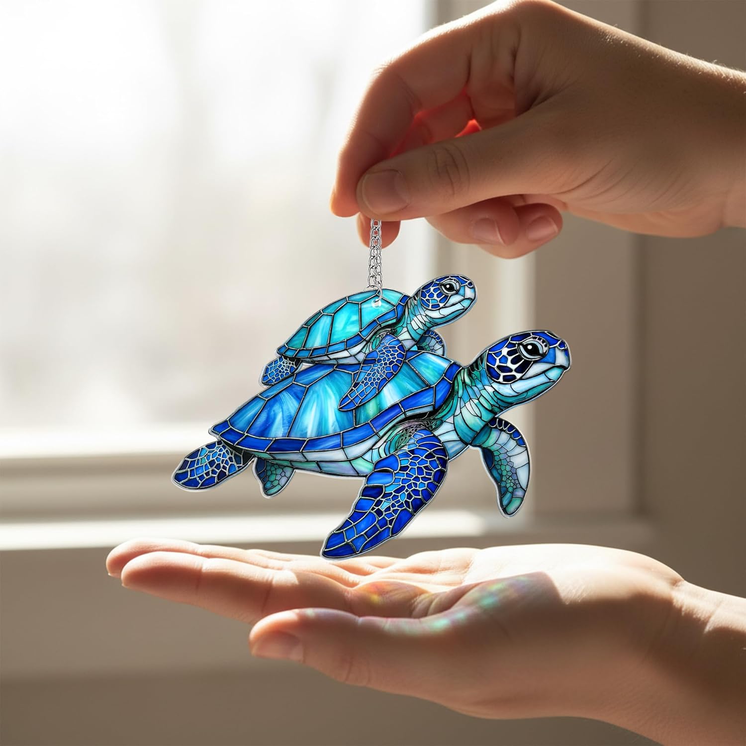 Beach Christmas Ornaments for Tree, Sea Turtle Acrylic Suncatcher Ornament with Story Card, Sea Turtle Gifts for Women, Beach Gifts for Women, Christmas Stocking Stuffers Ideas (Motherhood Blue) - Image 5