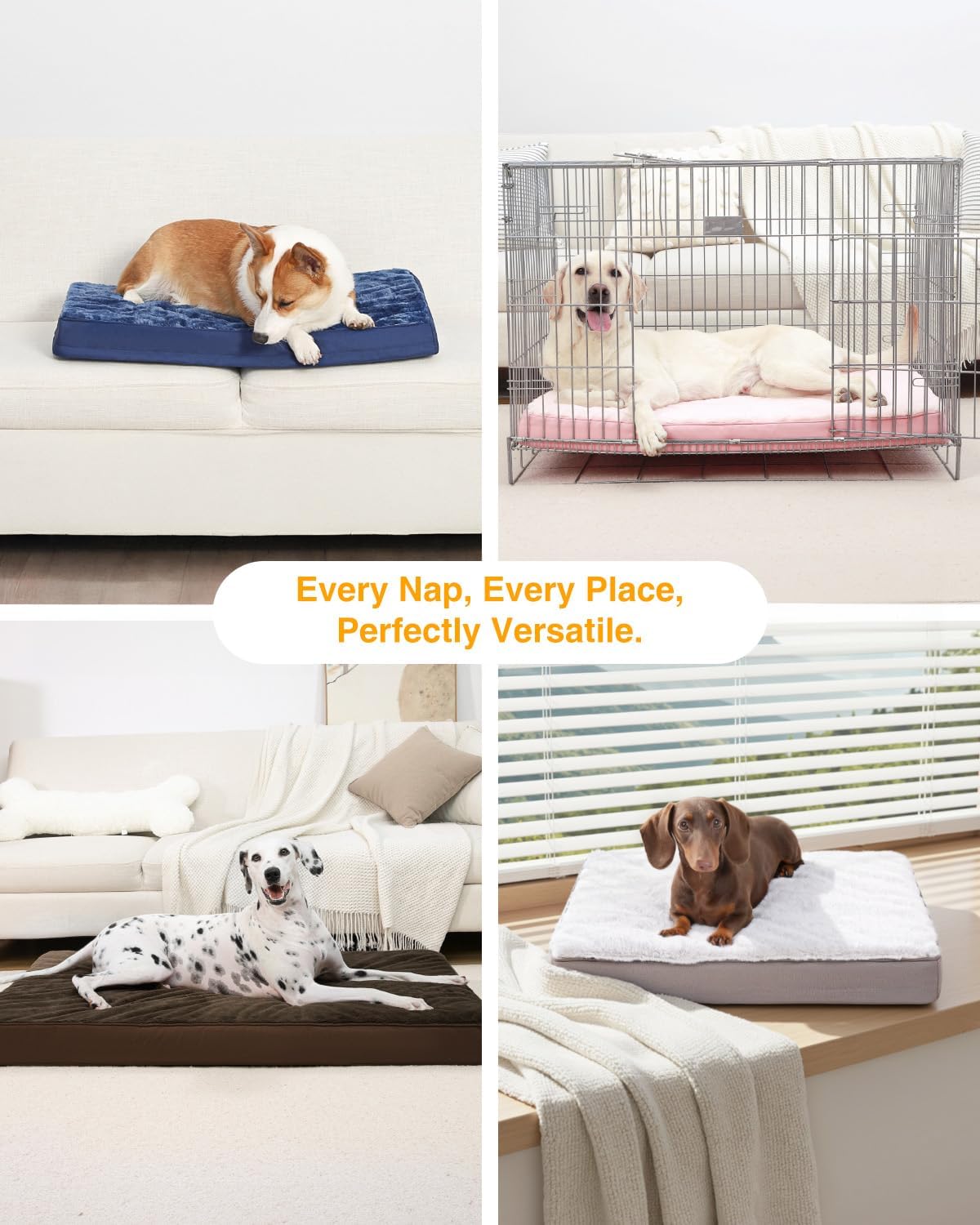 KSIIA Orthopedic Dog Bed Dog Crate Bed Waterproof for Large Dogs Deluxe Plush Washable Pet Mat with Egg Crate Foam & Removable Cover, 35 x 22 Inch, Gray - Image 7