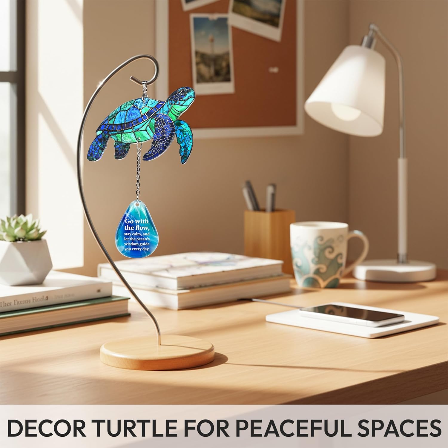 Sea Turtle Acrylic Suncatcher Ornament Hanging Display Stand for Table Top Decor, Sea Turtle Gifts for Women, Beach Gifts for Women, Christmas Stocking Stuffers Ideas (Display Stand) - Image 4