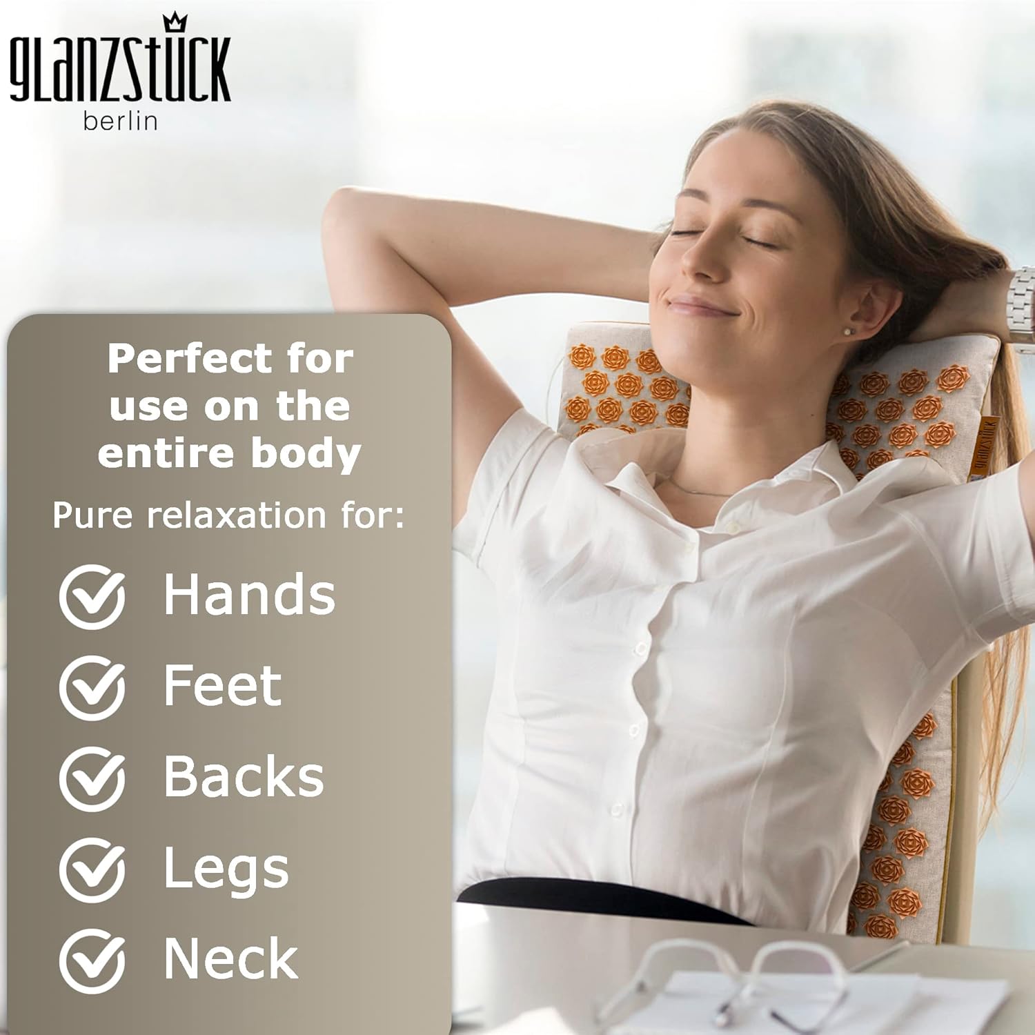Glanzstück Berlin® Health Collection XXL Acupressure Mat Set for Full Body for Tension Headaches Back Pain Stress - Image 2