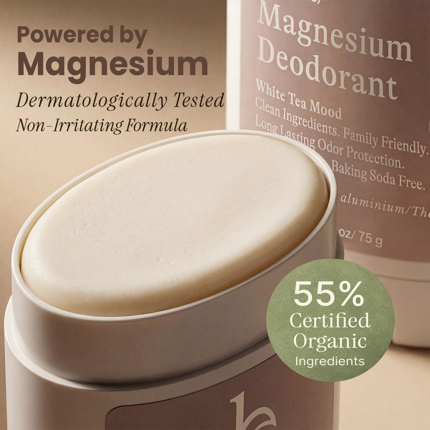 Aluminum Free Deodorant for Women – USA Made Natural Magnesium Deodorant with 55% Organic Ingredients, Baking Soda Free, Long-Lasting All-Day Odor Protection, Non-Irritating for Kids & Sensitive Skin - Image 4