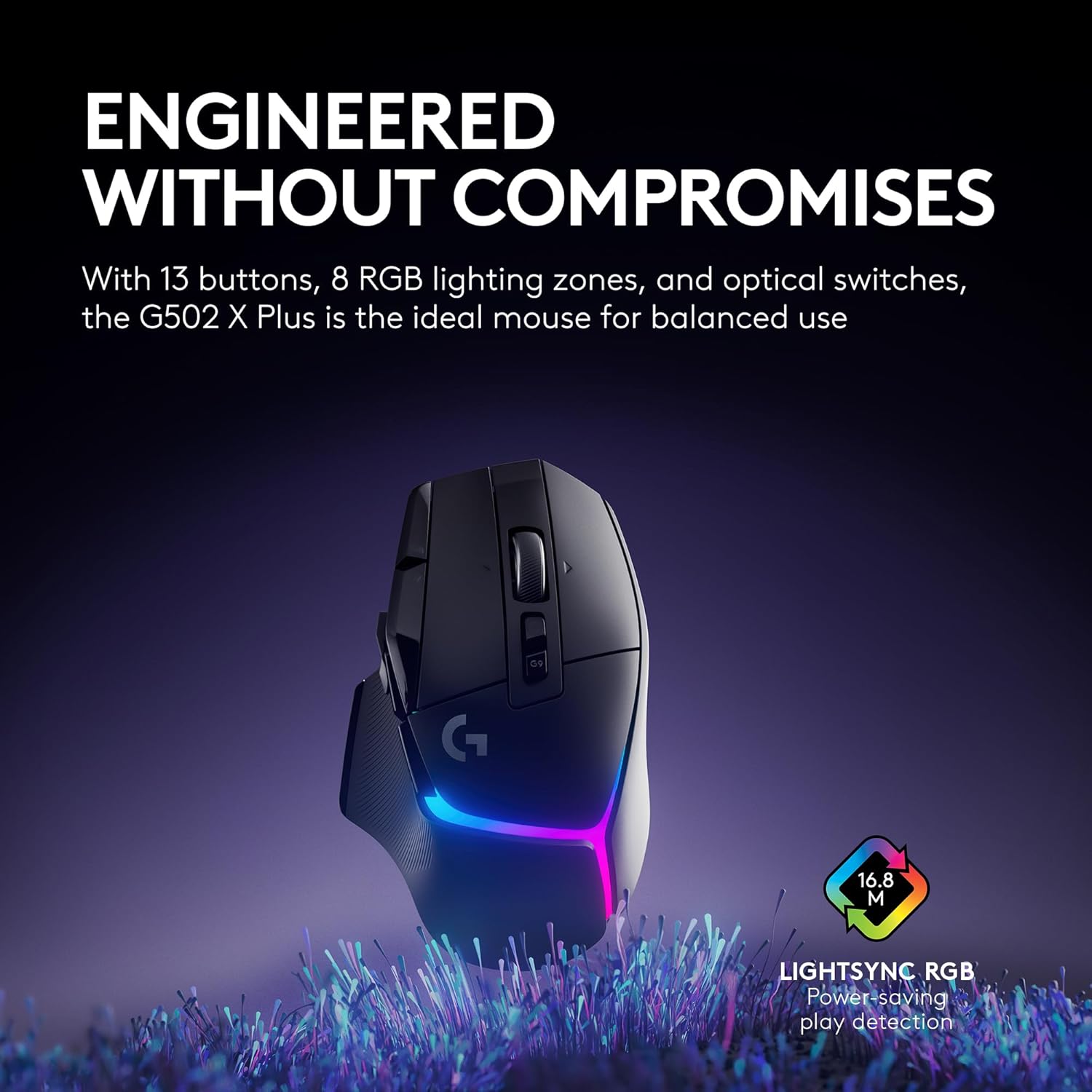 Logitech G502 X Plus Wireless Gaming Mouse: Optical Switches, LIGHTSYNC RGB, 13 Buttons, Infinite Scroll Toggle, - Image 3