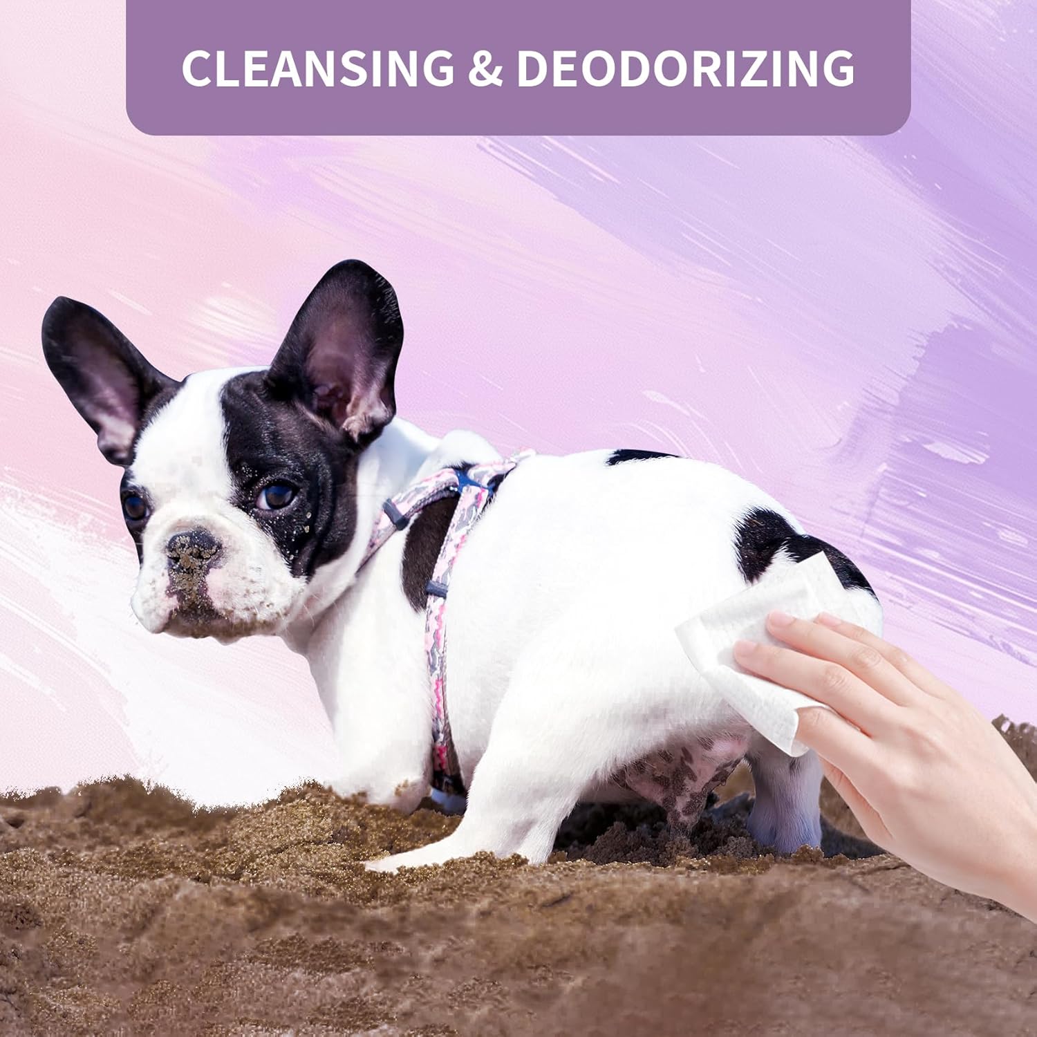 400 PCS Pet Wipes for Paws and Butt Hypoallergenic Pets Cleansing & Deodorizing Anal Gland Hygienic Puppy Wipes for Dogs Face and Body Wipes Cleaning Fur Doggie Wipes Doggy Wipes (Lavender) - Image 3