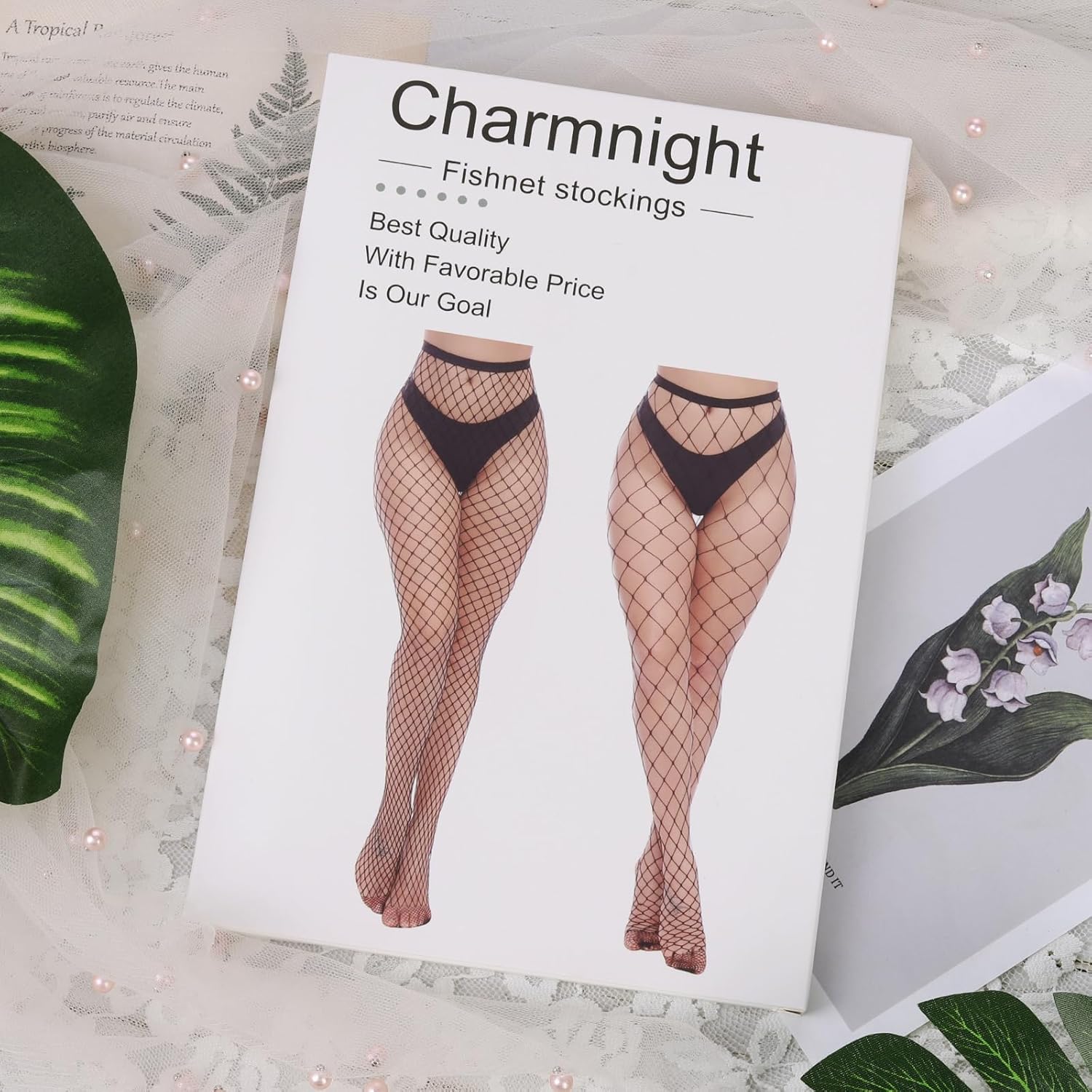 Charmnight Womens High Waist Tights Fishnet Stockings Thigh High Pantyhose - Image 6