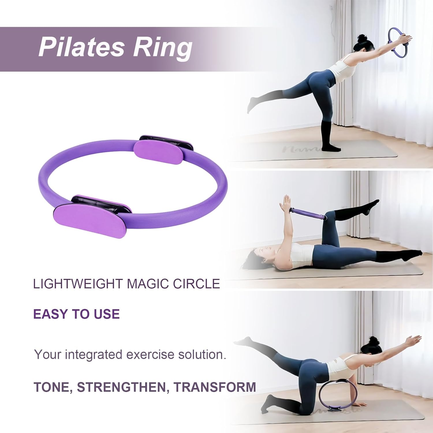 Pilates Ring and Ball Set 12 Inch Magic Circle Pilates Ring with 3 Resistance Bands Home Pilates Kit for Women Workouts Pilates Set for Beginners, Fitness Gift - Image 2