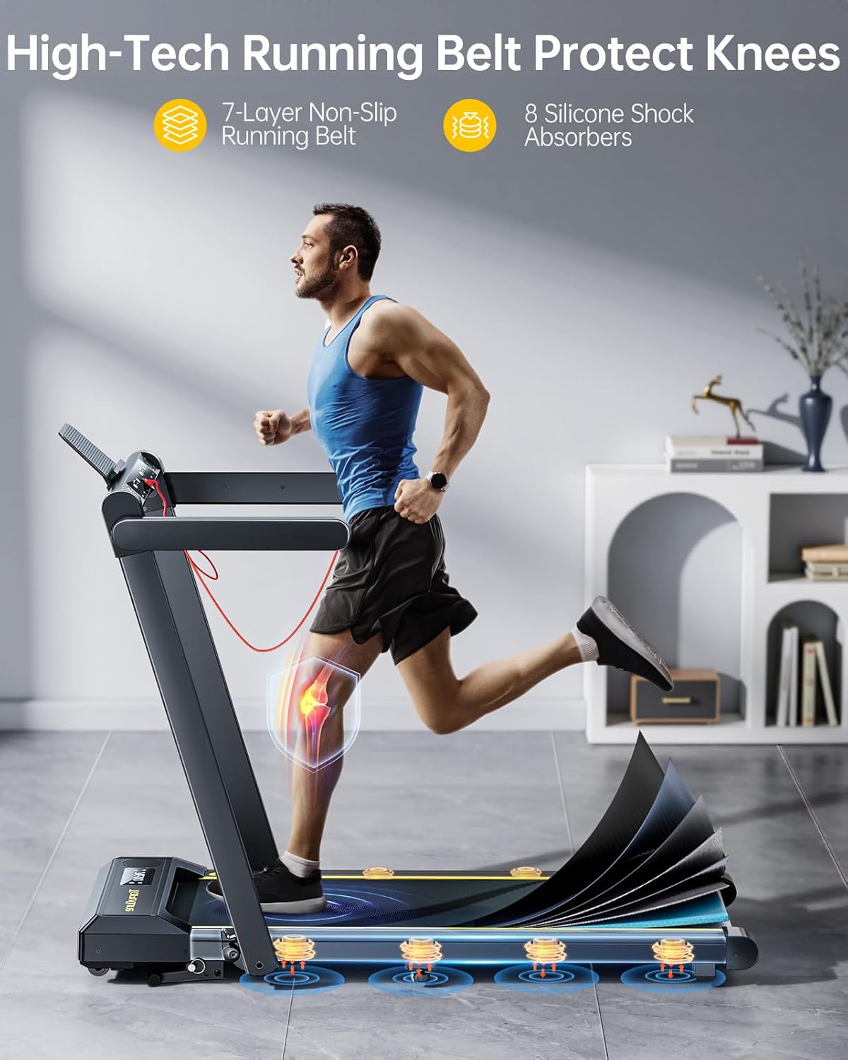 Walking Pad Treadmill with 12% Incline and Handle Bar, 4 in 1 Folding Treadmill for Home/Office, Under Desk Treadmills Portable Walking Pad with App & Bluetooth Speaker, 0.6-10MPH - Image 8