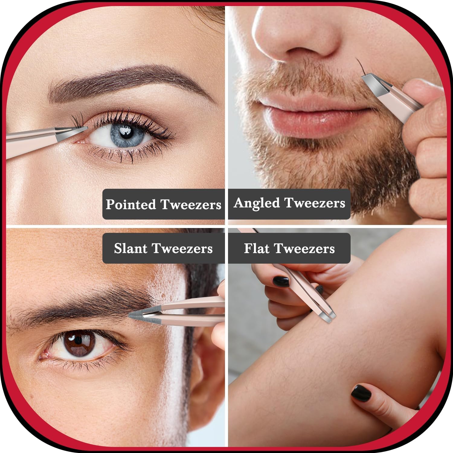 TsMADDTs Tweezers for Women Facial Hair, 8 in 1 Eyebrow Kit with Tweezers, Eyebrow Trimmer Scissors, Razor, Brush with Travel Bag, Hair Plucking Daily Beauty Tools - Image 6