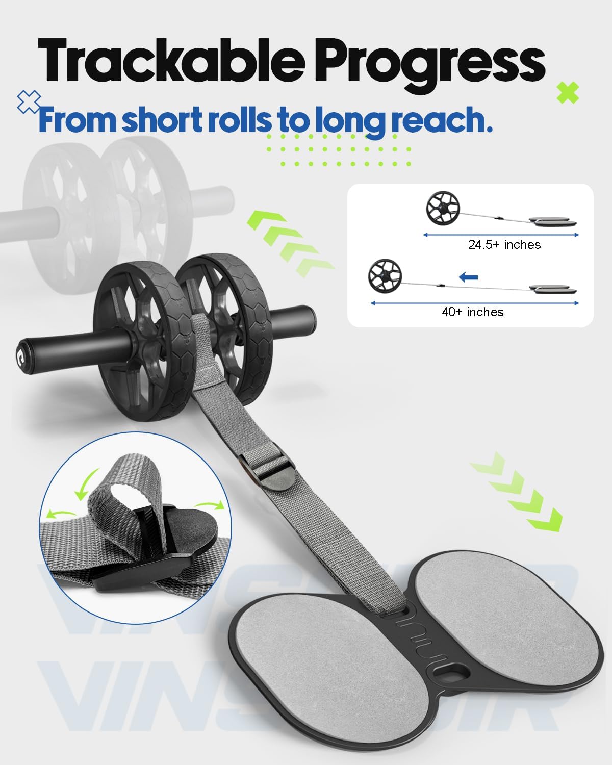VINSGUIR Ab Roller Wheel for Beginners to Pros, Ab Roller with Adjustable & Detachable Resistance Band, Core Workout Equipment for Home Gym, Abdominal Wheel with Exercise Guide and Knee Pad, Men Women - Image 4