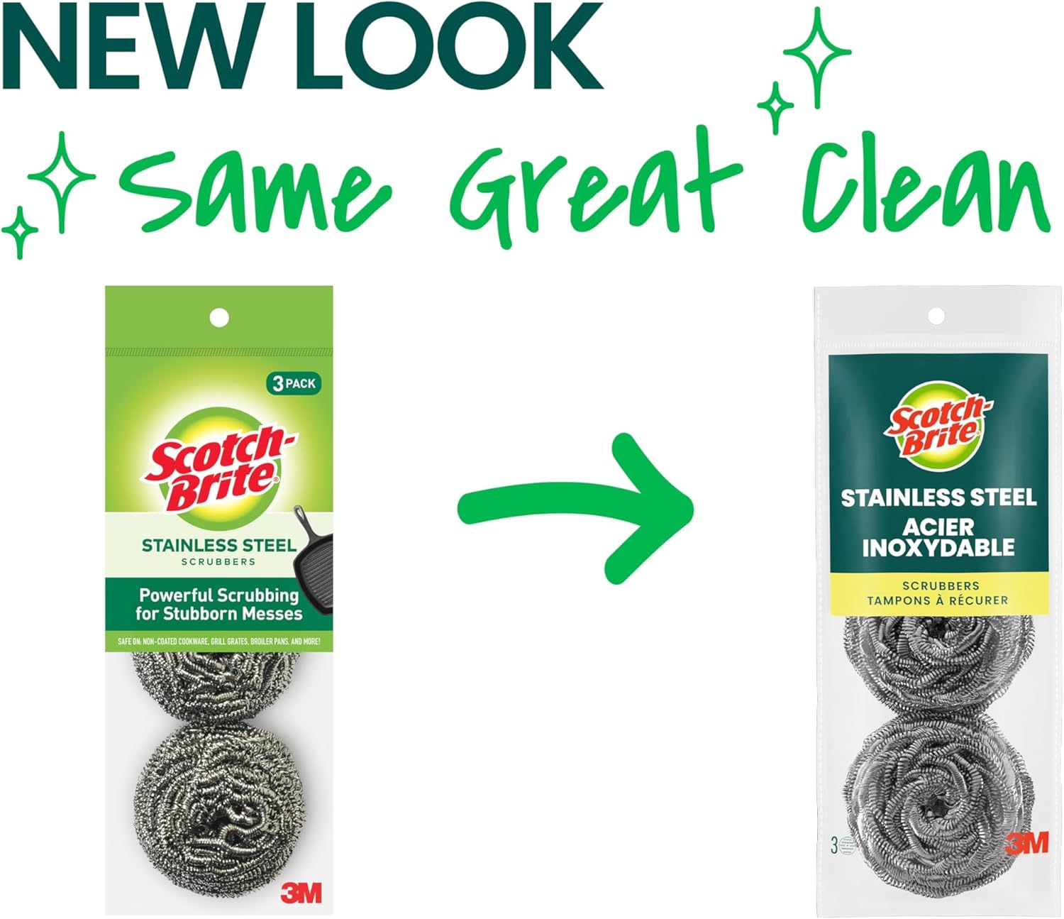 Scotch-Brite Stainless Steel Scrubbers, Scouring Pads for Cleaning Tough Baked-On Messes, Metal Scrubbers for Cleaning Dishes, 3 Scrub Pads - Image 2