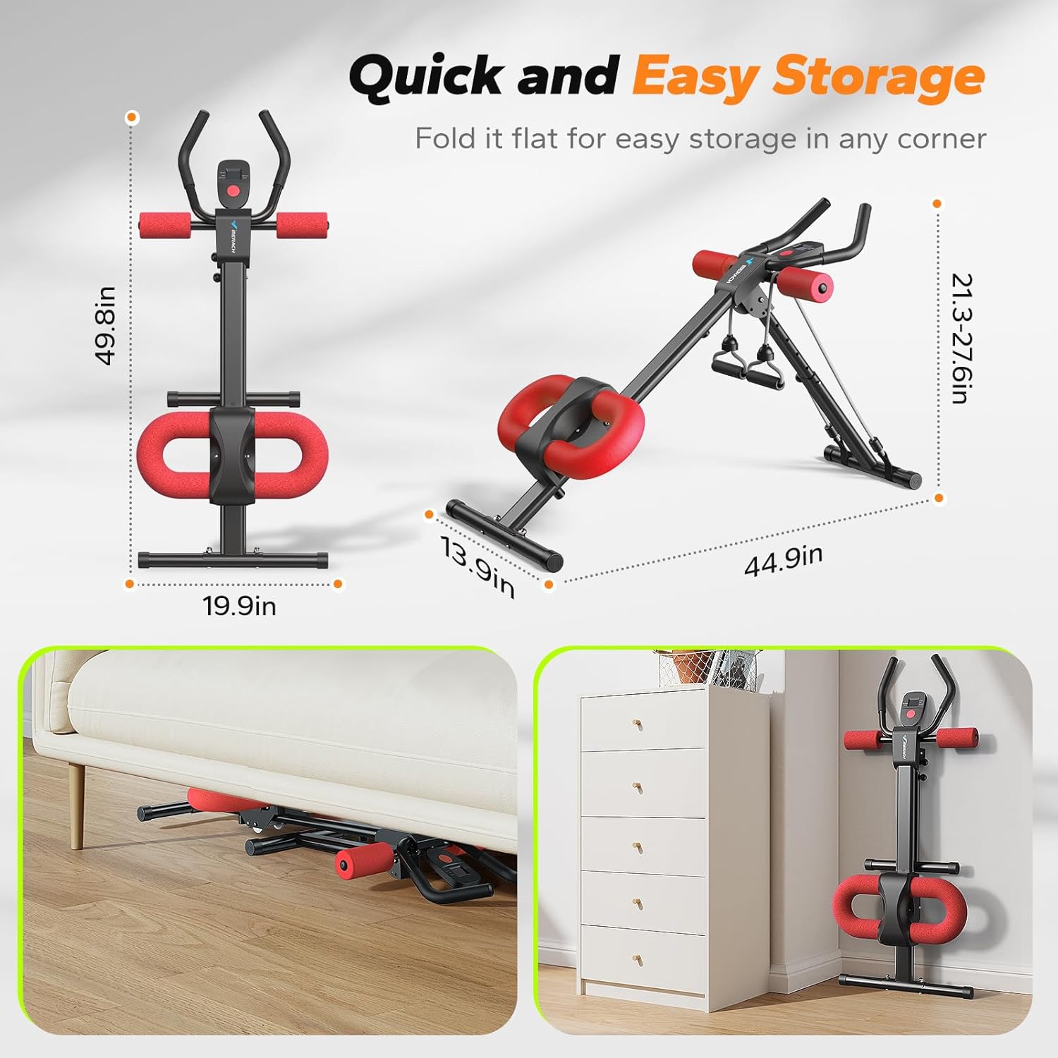 MERACH Ab Machine, Ab Workout Equipment, Adjustable Ab Trainer Machine for Abs Workout at Home Gym, Foldable, Knee Protection, Abdominal Trainer for Stomach Workout - Image 5