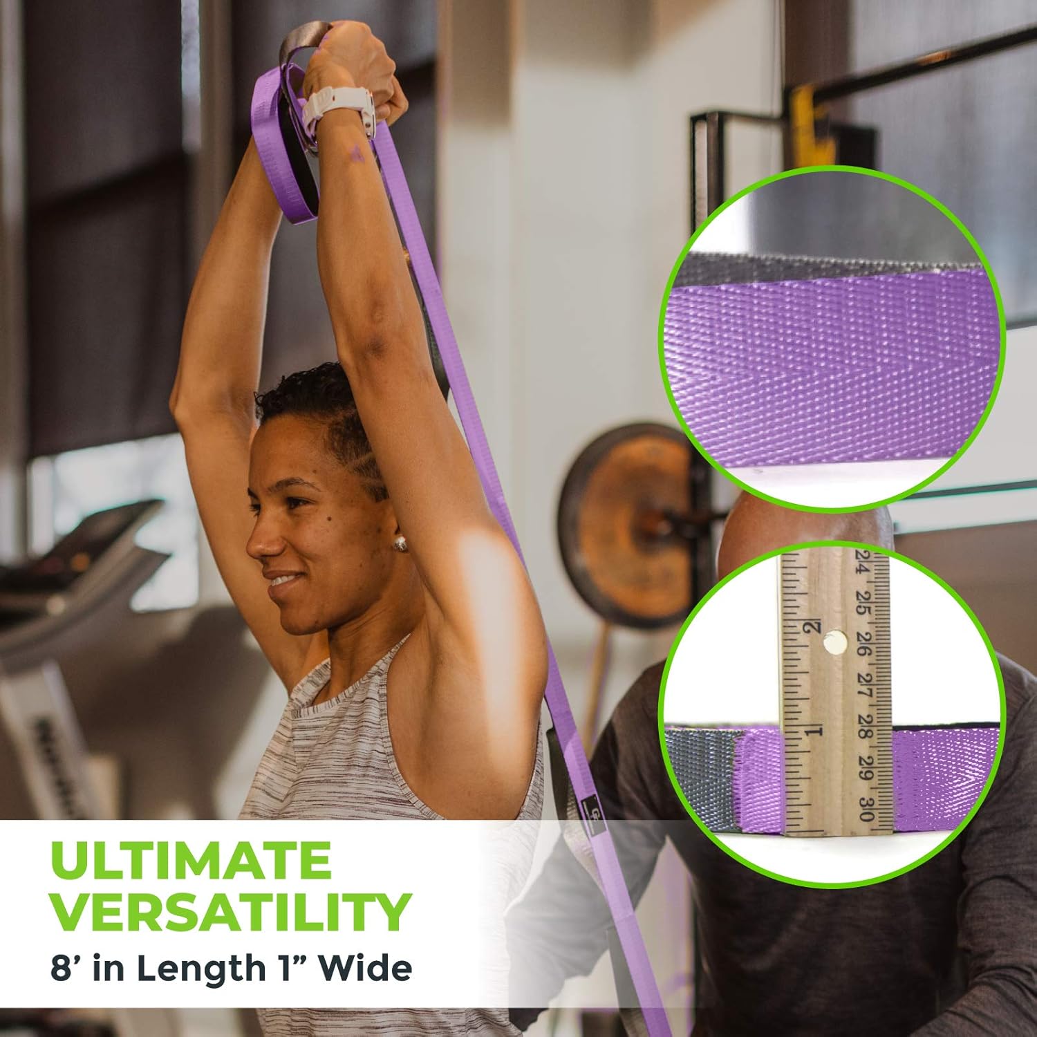 Gradient Fitness Stretching Strap for Physical Therapy, 12 Multi-Loop Stretch Strap 1" W x 8' L, Neoprene Handles, Physical Therapy Equipment, Yoga Straps for Stretching, Leg Stretcher. - Image 9