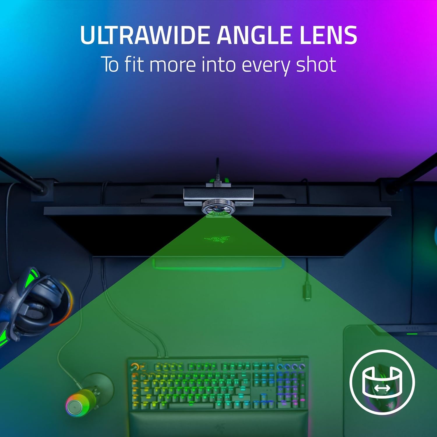 Razer Kiyo V2 Streaming Webcam: 4K 30 FPS, 1080p 60 FPS - AI Powered Auto-Framing - Built-in Microphone - Ultrawide Angle Lens - Privacy Cover - Works with OBS, Xsplit, Discord, Zoom, Teams - Black - Image 7