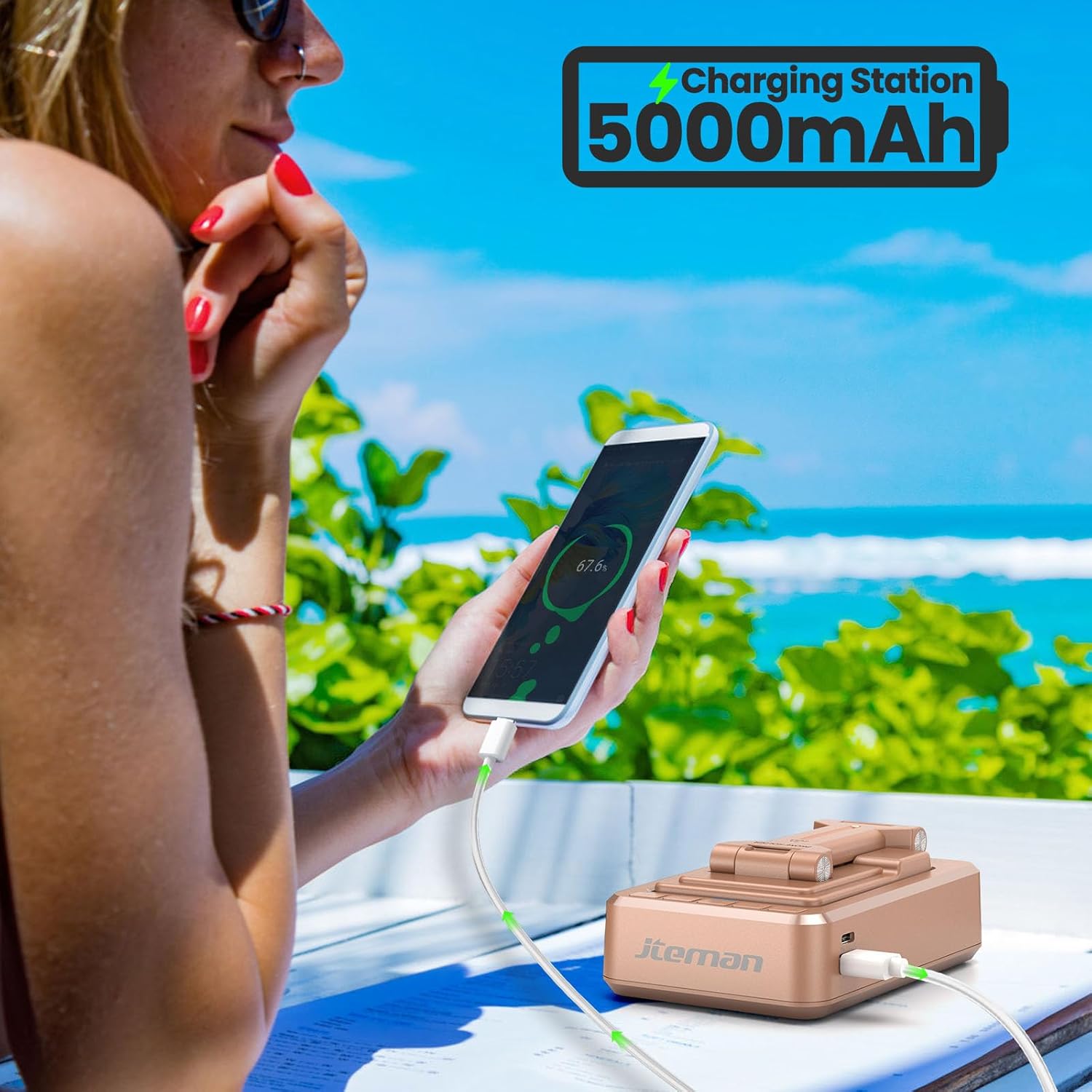 JTEMAN Cell Phone Stand with Bluetooth Speaker,HD Sound Adjustable Phone Holder,Birthday Gifts for Men Women, Cool Tech Kitchen Gadgets for Most Phones and Tablets-Rose Gold - Image 3