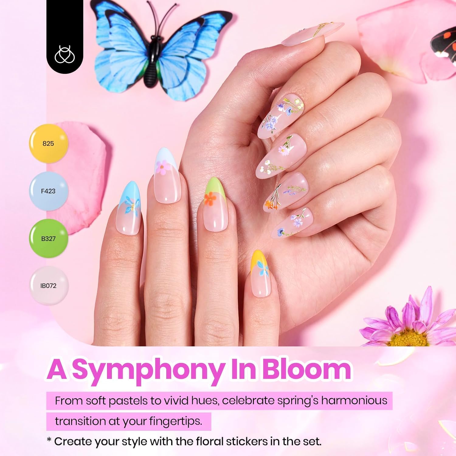 beetles Pastel Gel Polish Set - Petal Symphony Collection, 40 Pcs 36 Colors Easter Gel Polish Set Spring Colors Pink Red Green Blue Color Gel with Base&Glossy Matte Top Coat UV LED Nail Art - Image 2