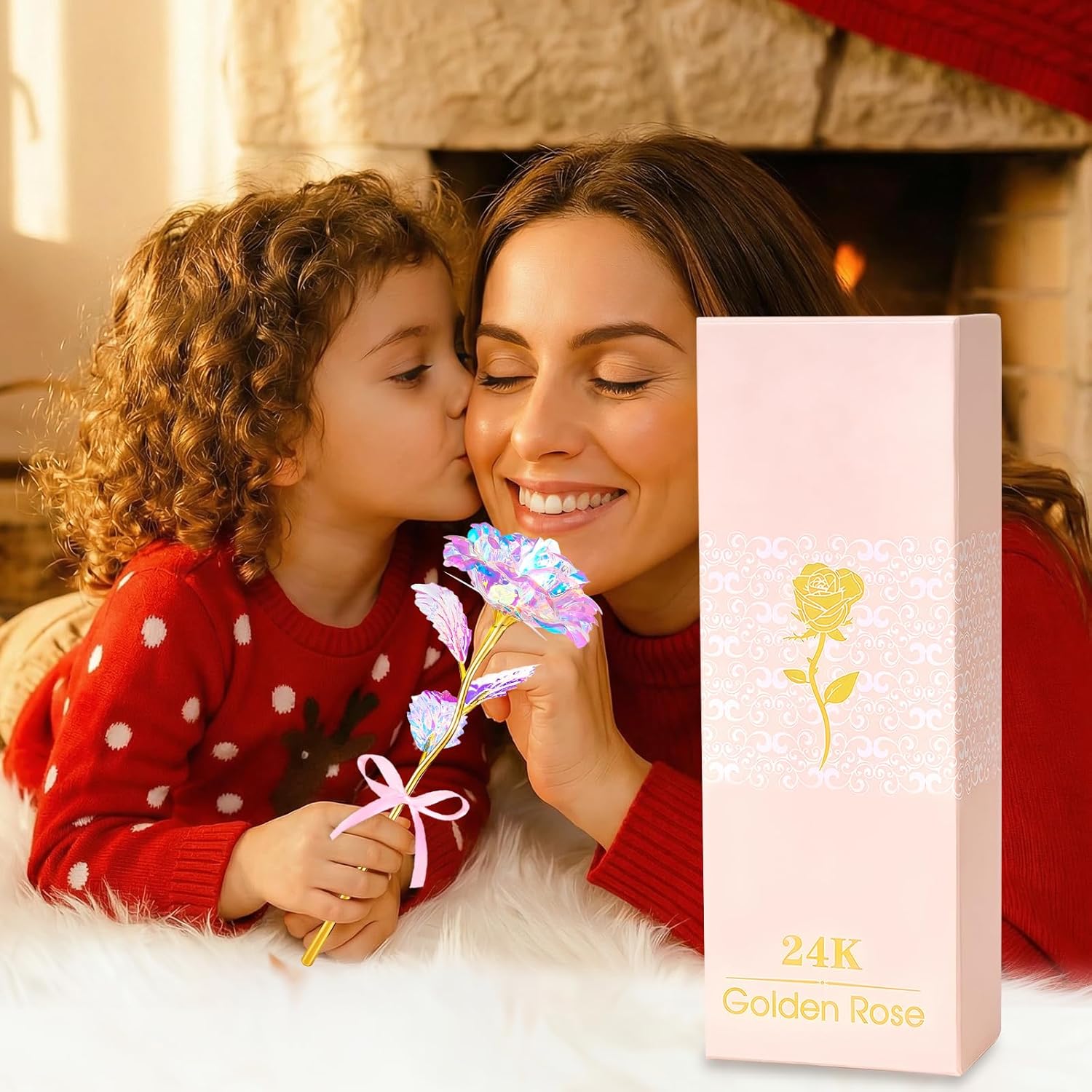 Mothers Day Mom Gifts for Women Grandma, Artificial Forever Birthday Flowers Galaxy Glass Eternal Roses with Heart Shaped Crystal Vase, Mother's Day Anniversary Wedding Rose Gifts for Wife Sister - Image 3