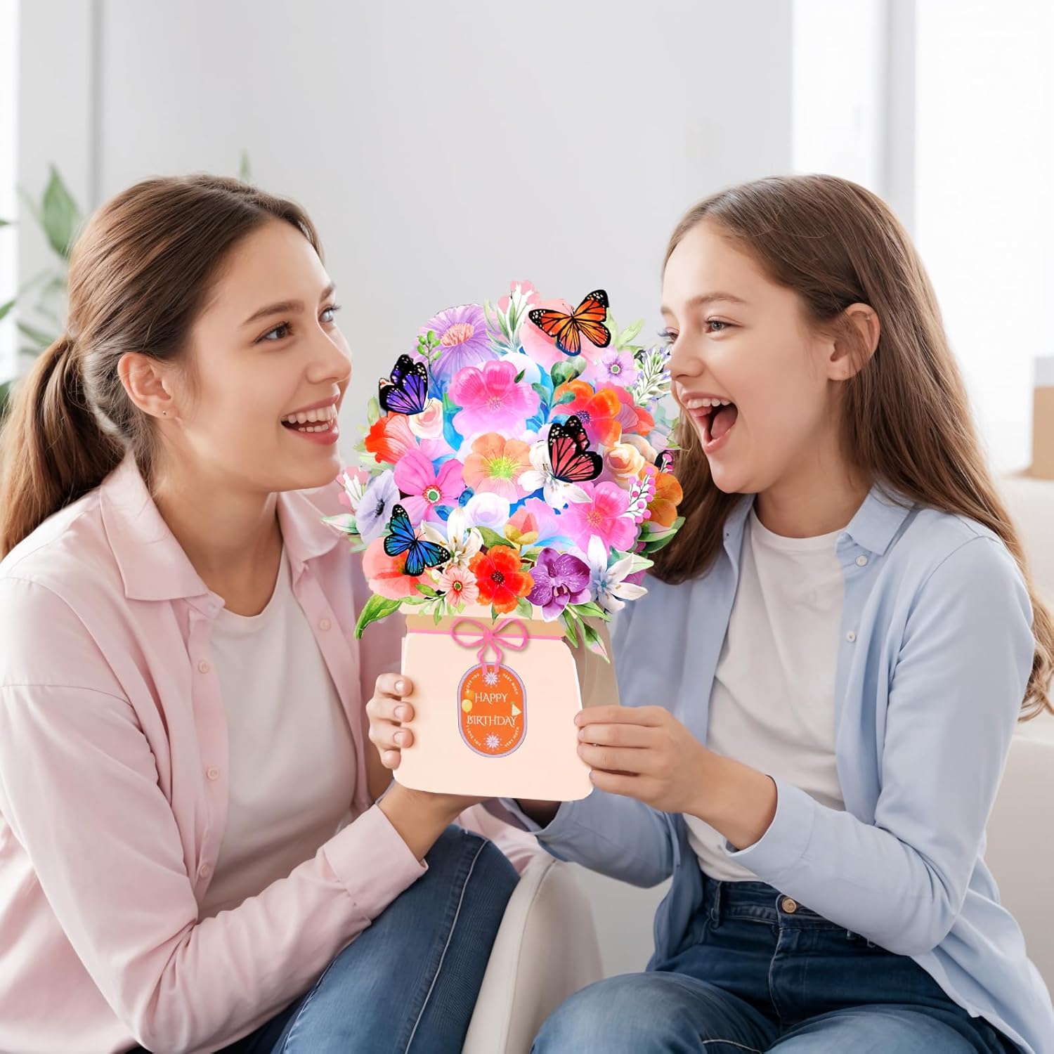 Yinqing Birthday Cards, Light and Music Happy Birthday Card, Lily and Butterflies, 10 Inch Life Sized Forever Flower Bouquet 3D Pop Up Birthday Gift Card for Women Wife Mom Daughter Sister - Image 4
