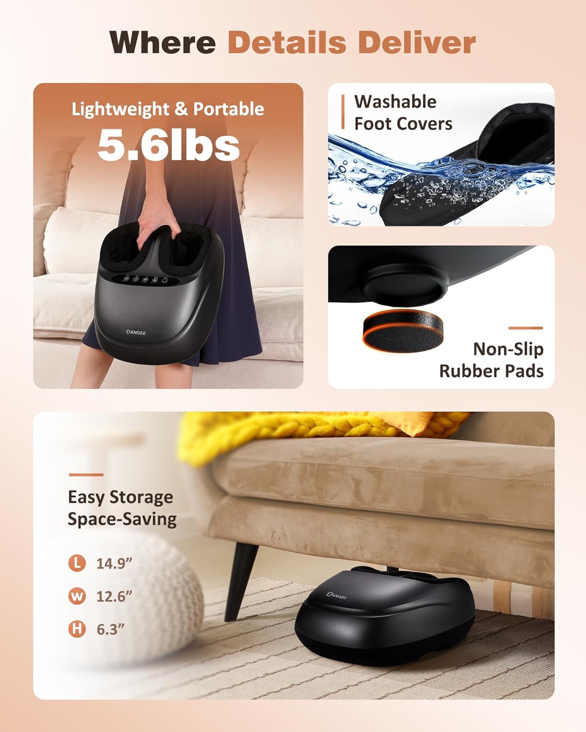 KNQZE Shiatsu Foot Massager with Heat and Compression, Deep Kneading Foot Massage for Plantar Fasciitis Relief, Remote Control, Multi Massage Modes, Auto Shut-Off Timer, FSA Eligible, Mothers Day gift - Image 6