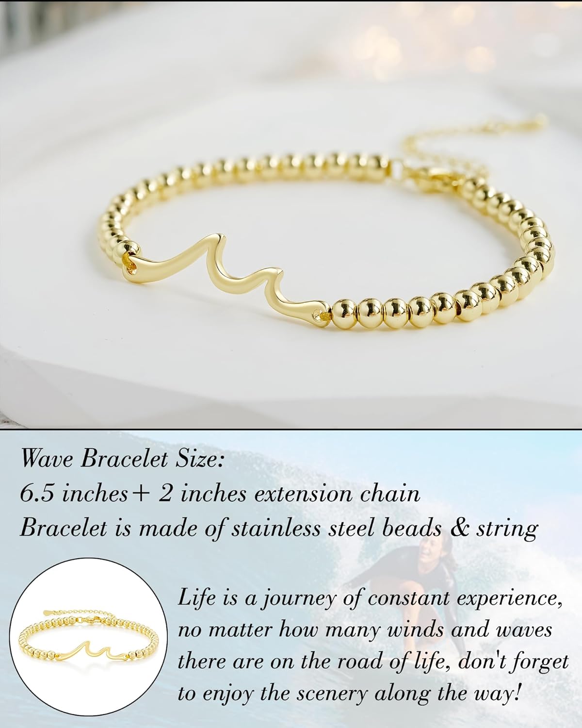 Tarsus Inspirational Gifts for Women Men, Through The Waves of Life, Life is Tough but so are You, Encouragement Bracelet Thoughtful Gifts for Friend Sister Coworker... - Image 5