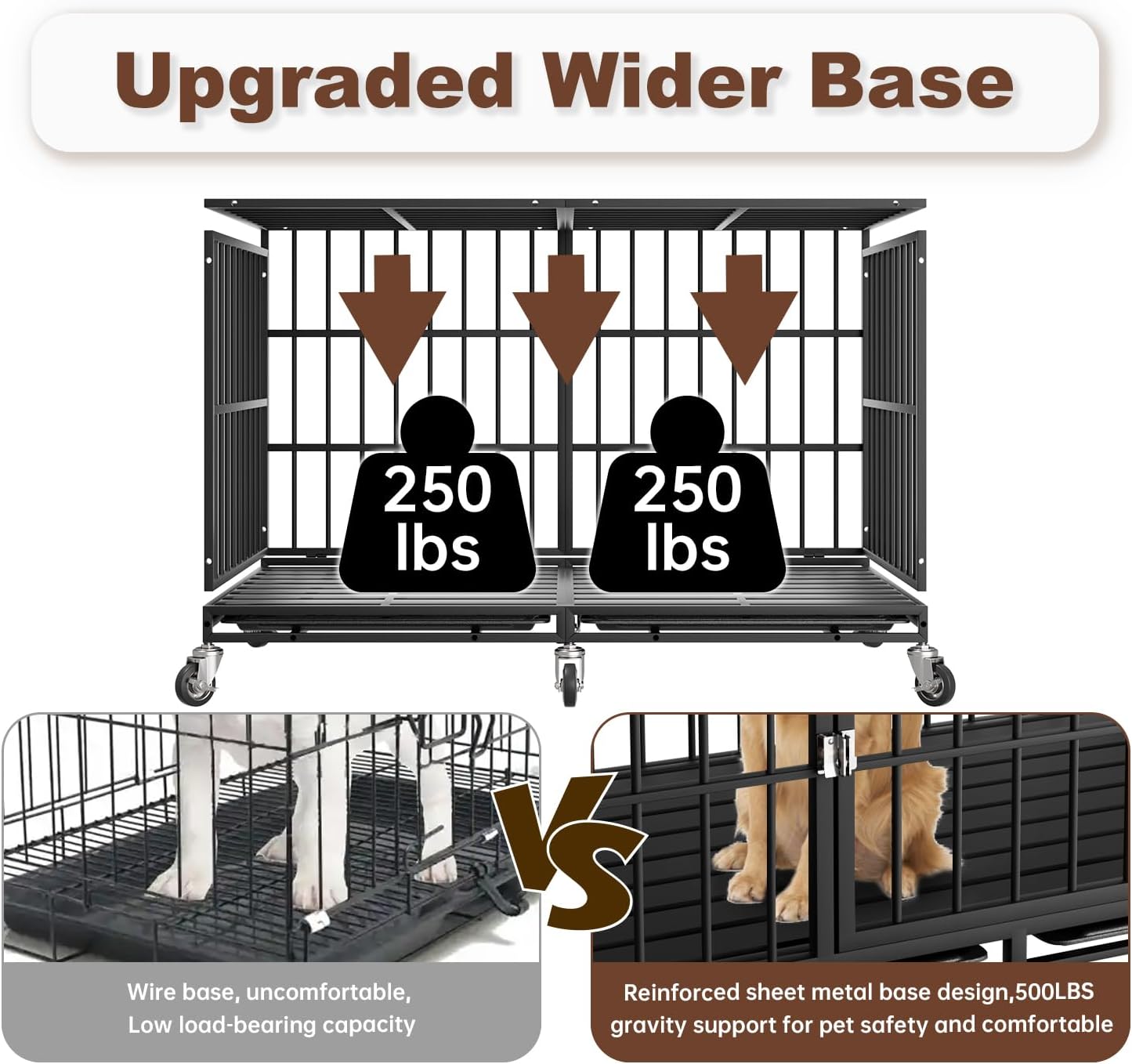 Snuowu 48 Inch Heavy Duty Dog Crate with Wheels,Indestructible Escape-Proof Dog Cage for Large Dogs, Extra Large XL XXL Indestructible Dog Crate with Removable Tray. - Image 4