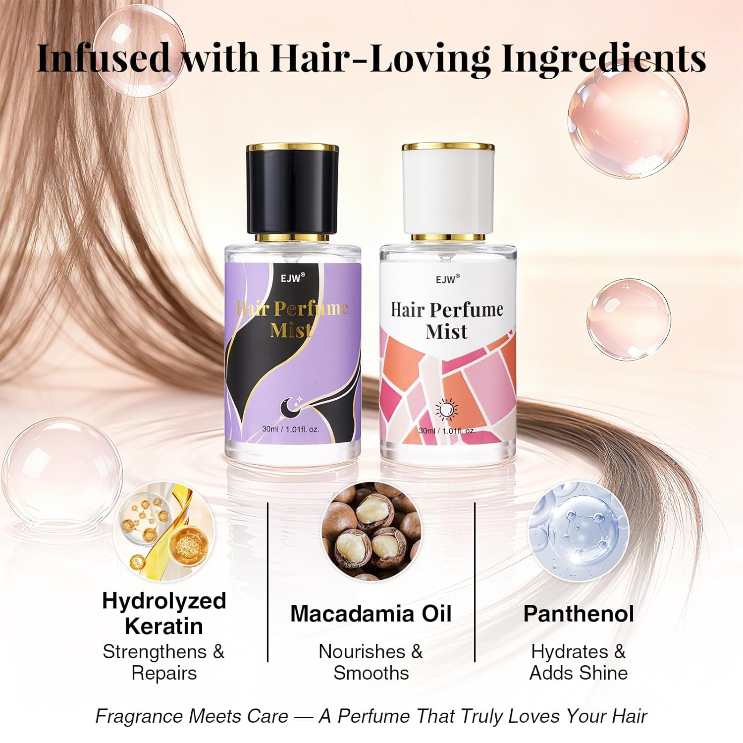 Hair Perfume Set for Women – Day & Night Duo Mist – Long Lasting, Clean & Nourishing Fragrance Spray – Alcohol-Free, Odor-Eliminating, Lightweight Formula – 2 x 3.4 fl oz - Image 7