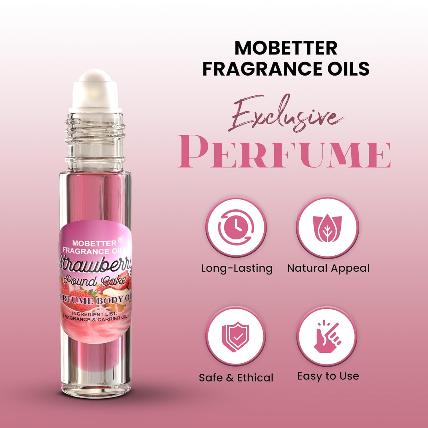 MOBETTER FRAGRANCE OILS Strawberry Pound Cake Perfume body oil fragrance, Floral Fruity Gourmand fragrance for women, Travel Size - Image 2